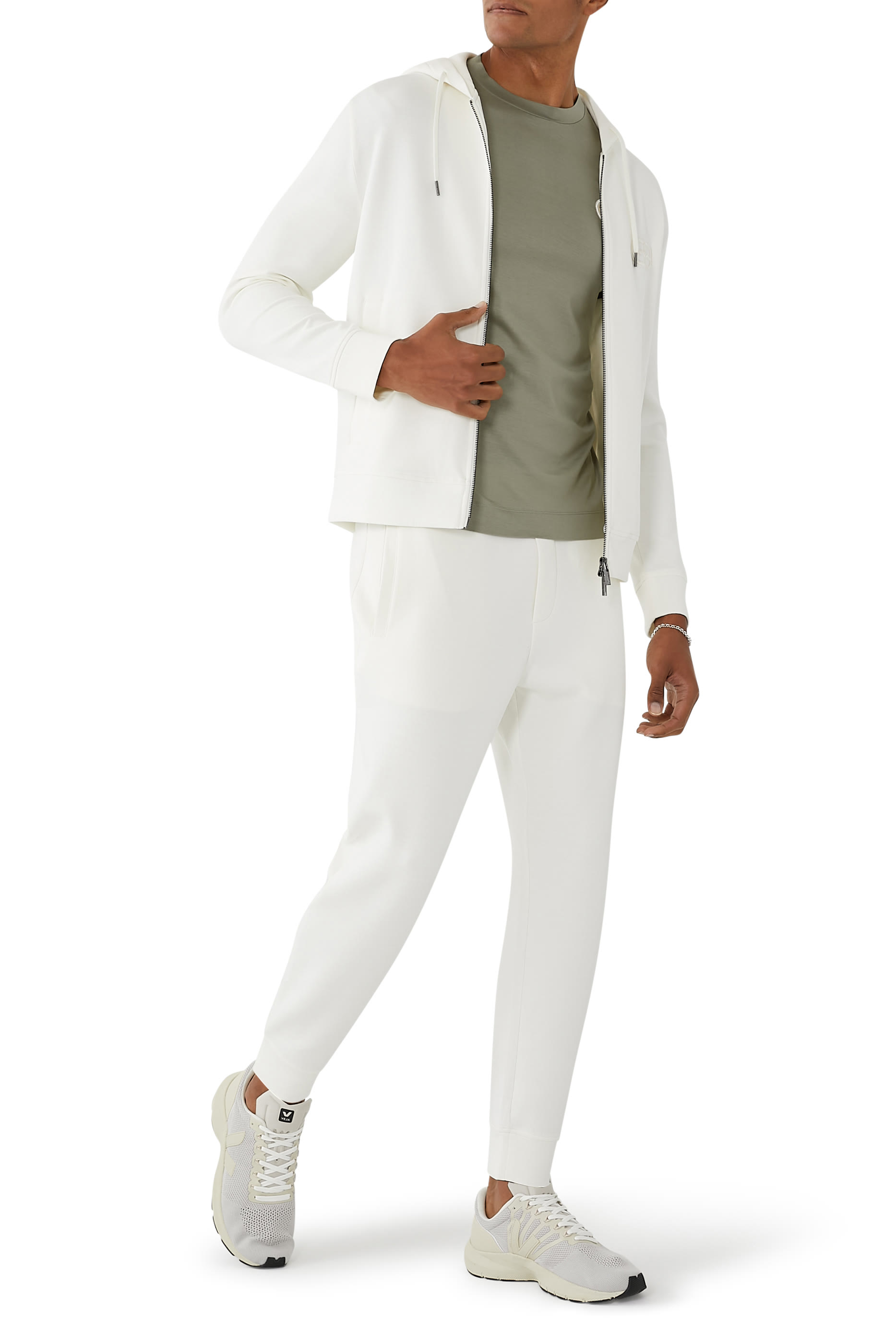 Double-Jersey Zip-Up Hooded Sweatshirt 