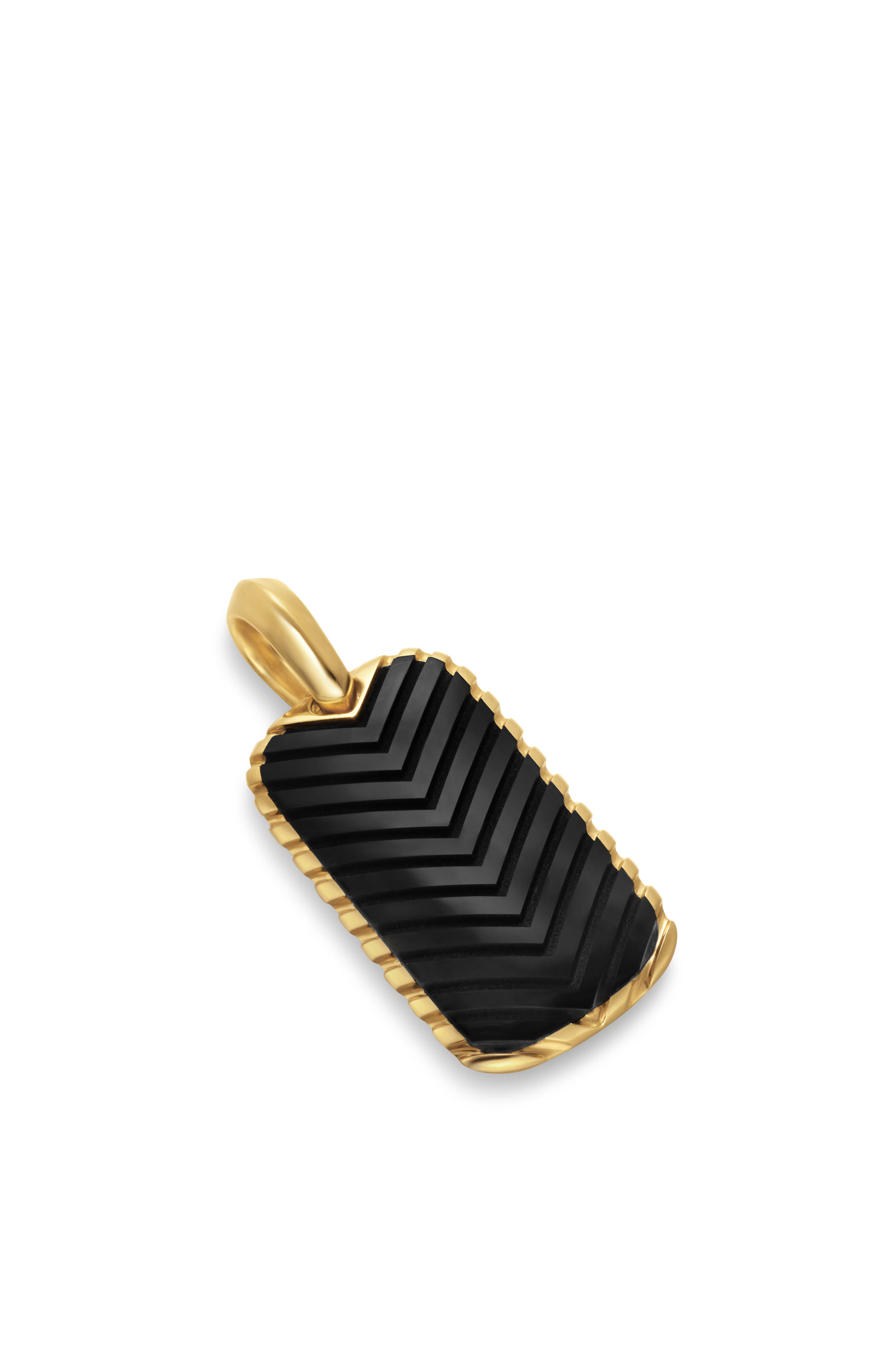 Chevron Tag, 18k Yellow Gold & Onyx