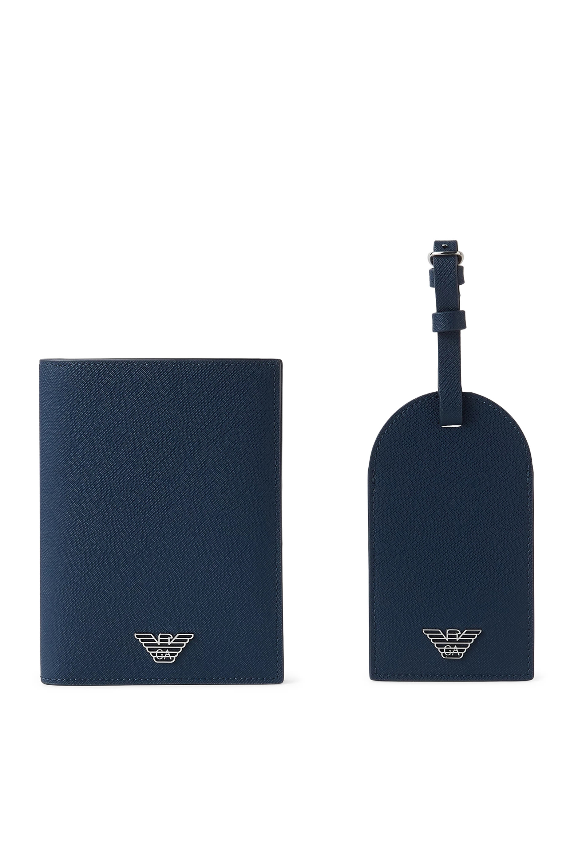 Metal Eagle Logo Passport Holder & Bag Tag Gift Set