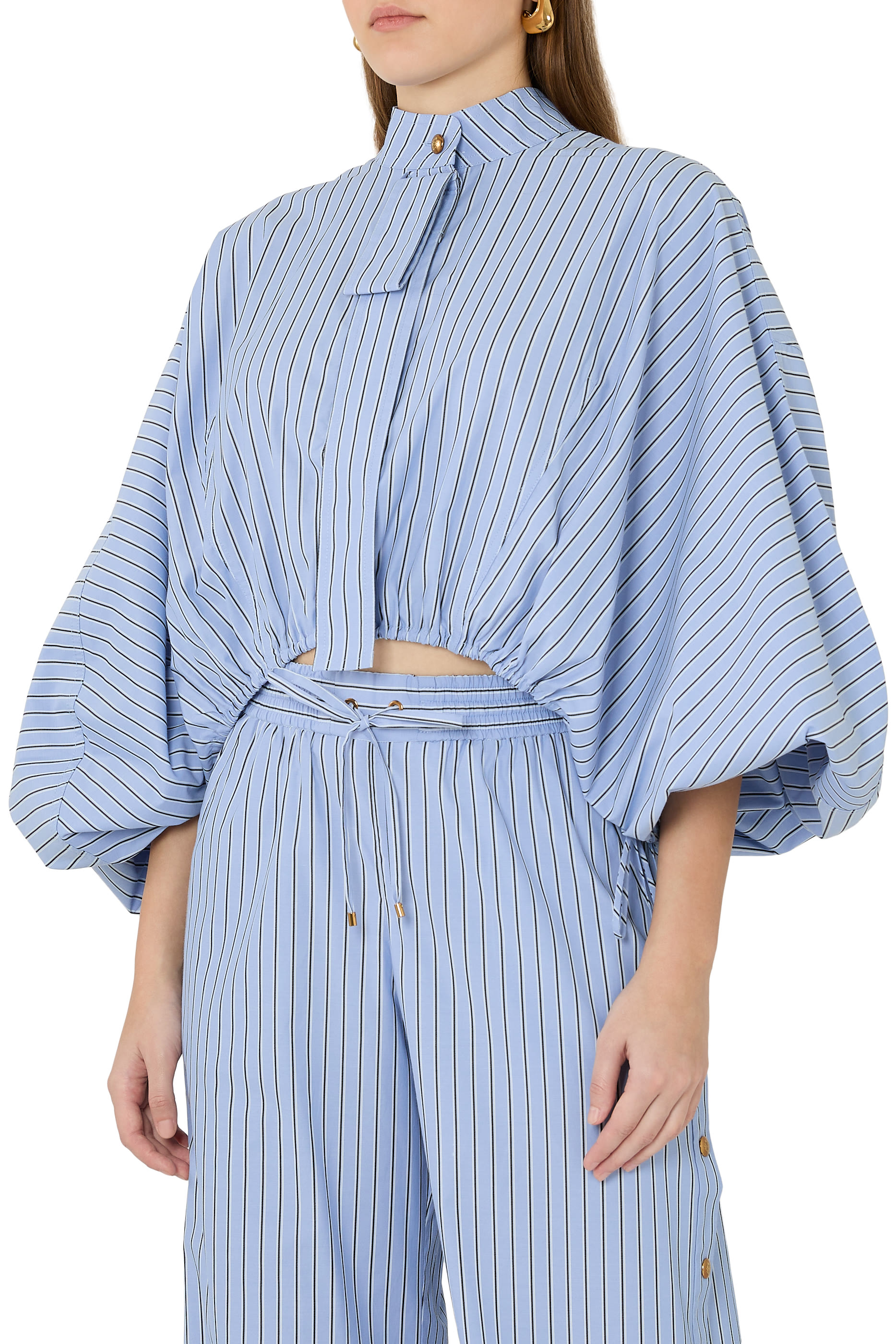 Drawstring Stripe Blouse