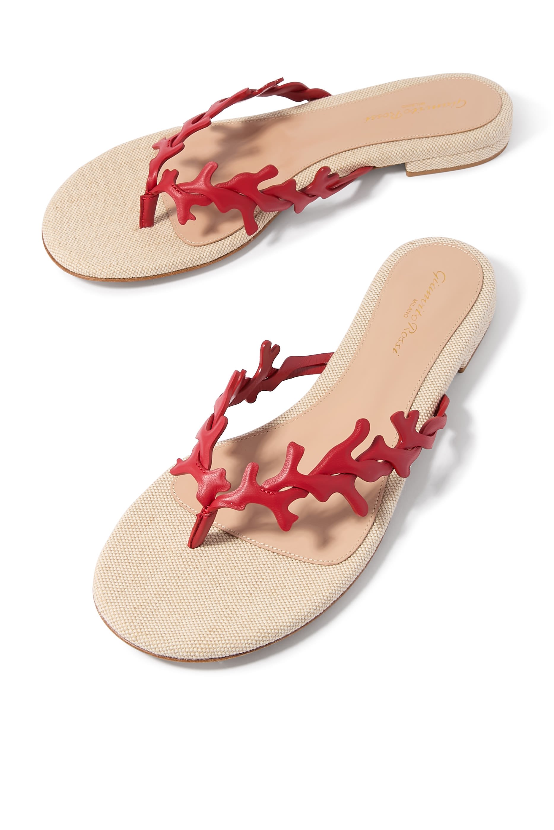 Ocean Leather Flat Slide Sandals