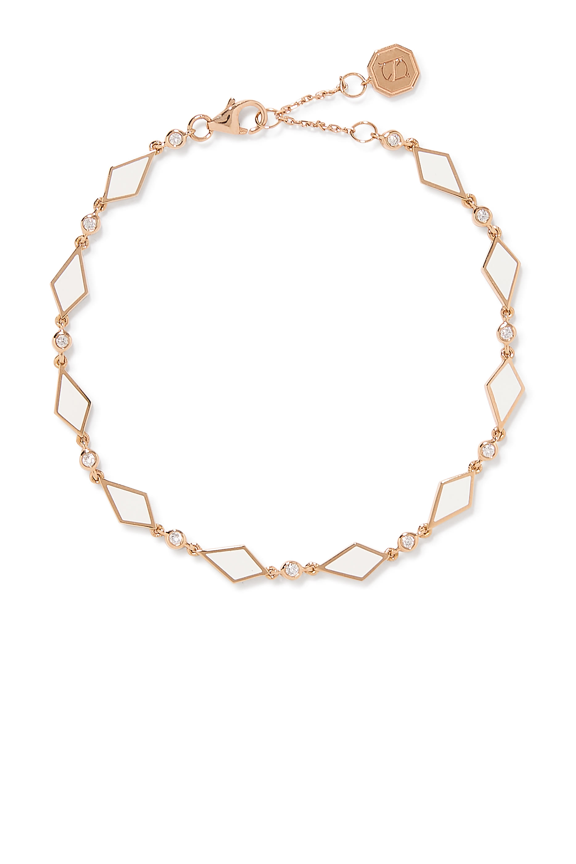 Morocco Mosaic Rose Gold Bracelet, 18K Rose Gold, Enamel & Diamonds