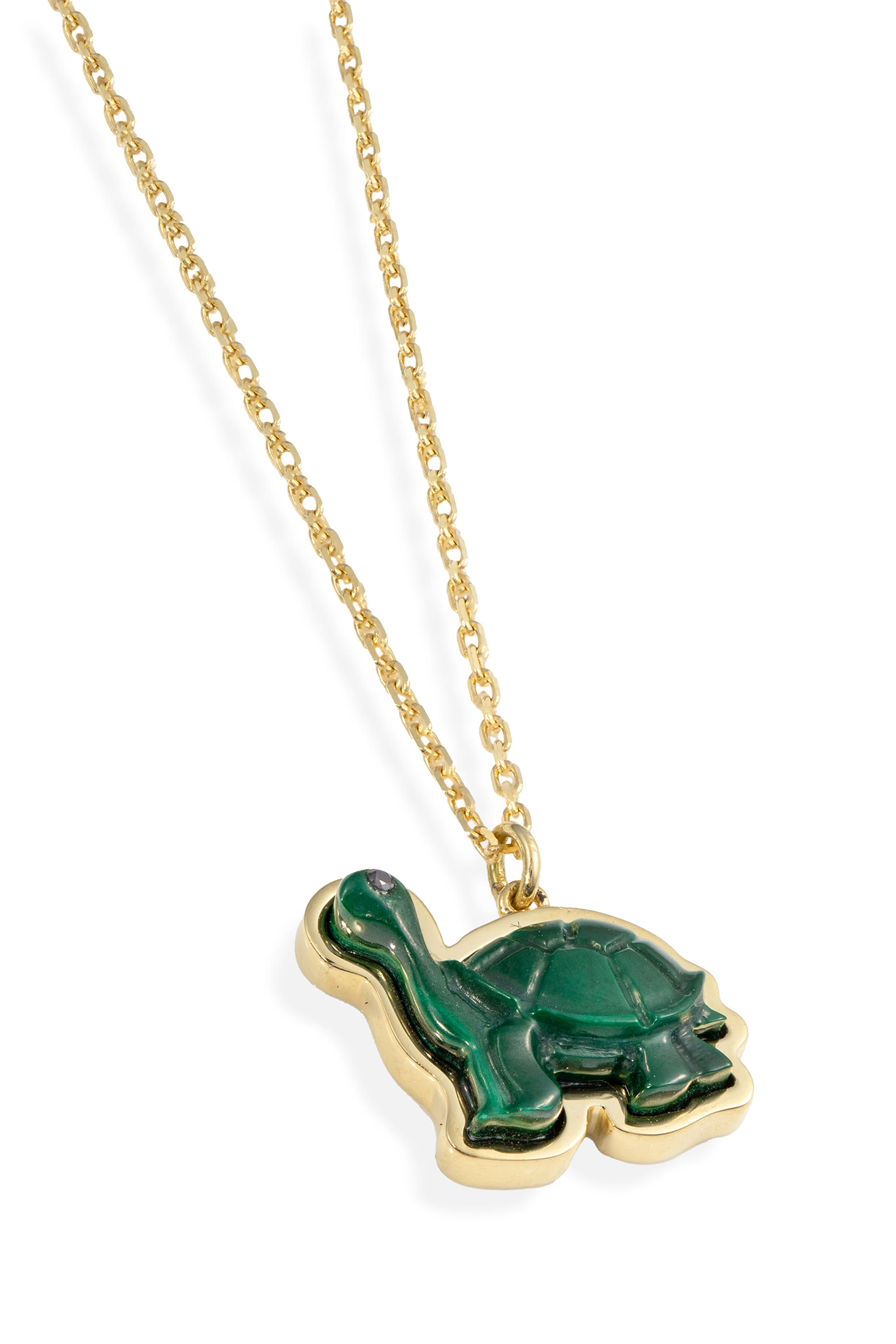 Turtle Charm, 18K Yellow Gold & Malachite
