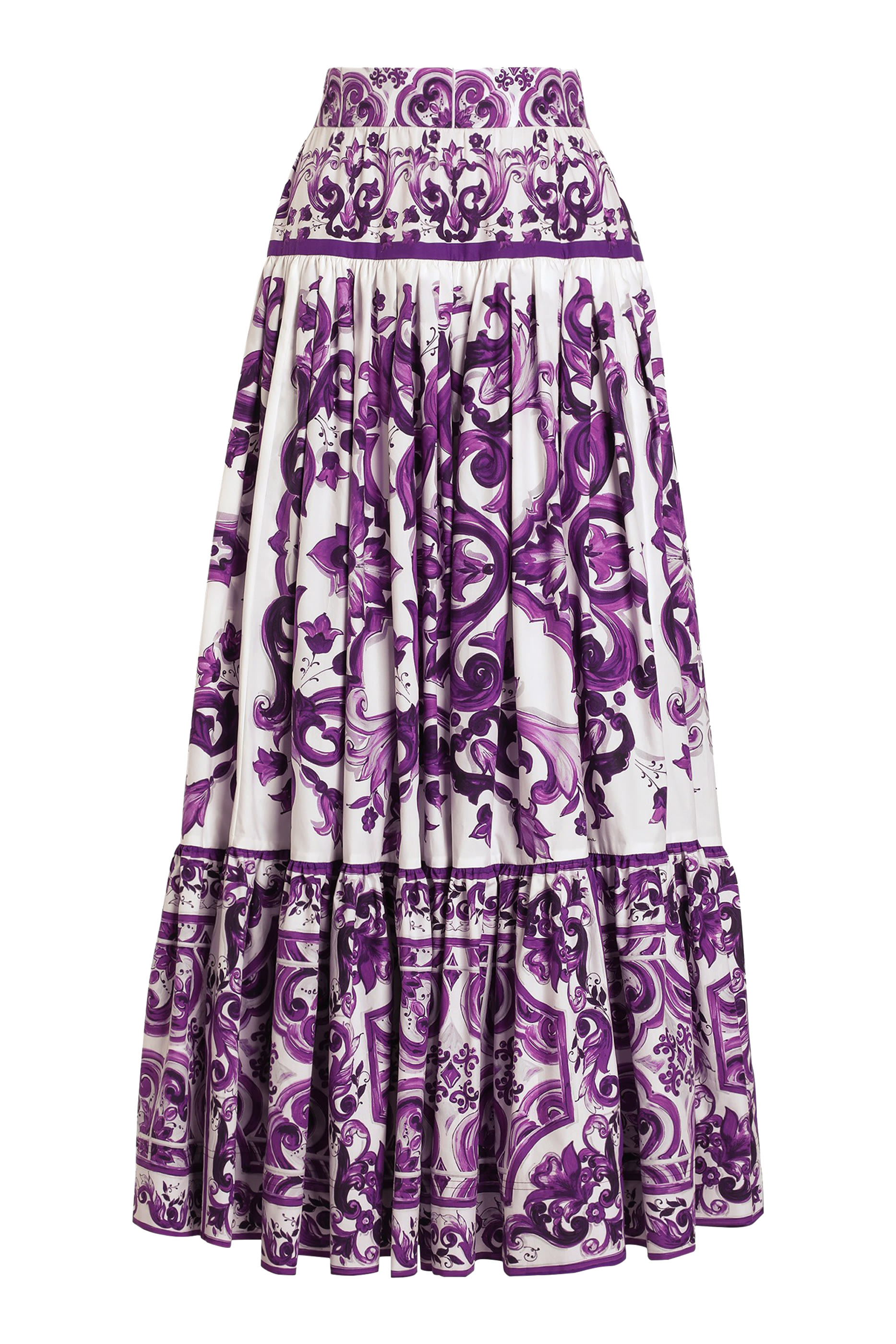 Majolica-Print Long Skirt 