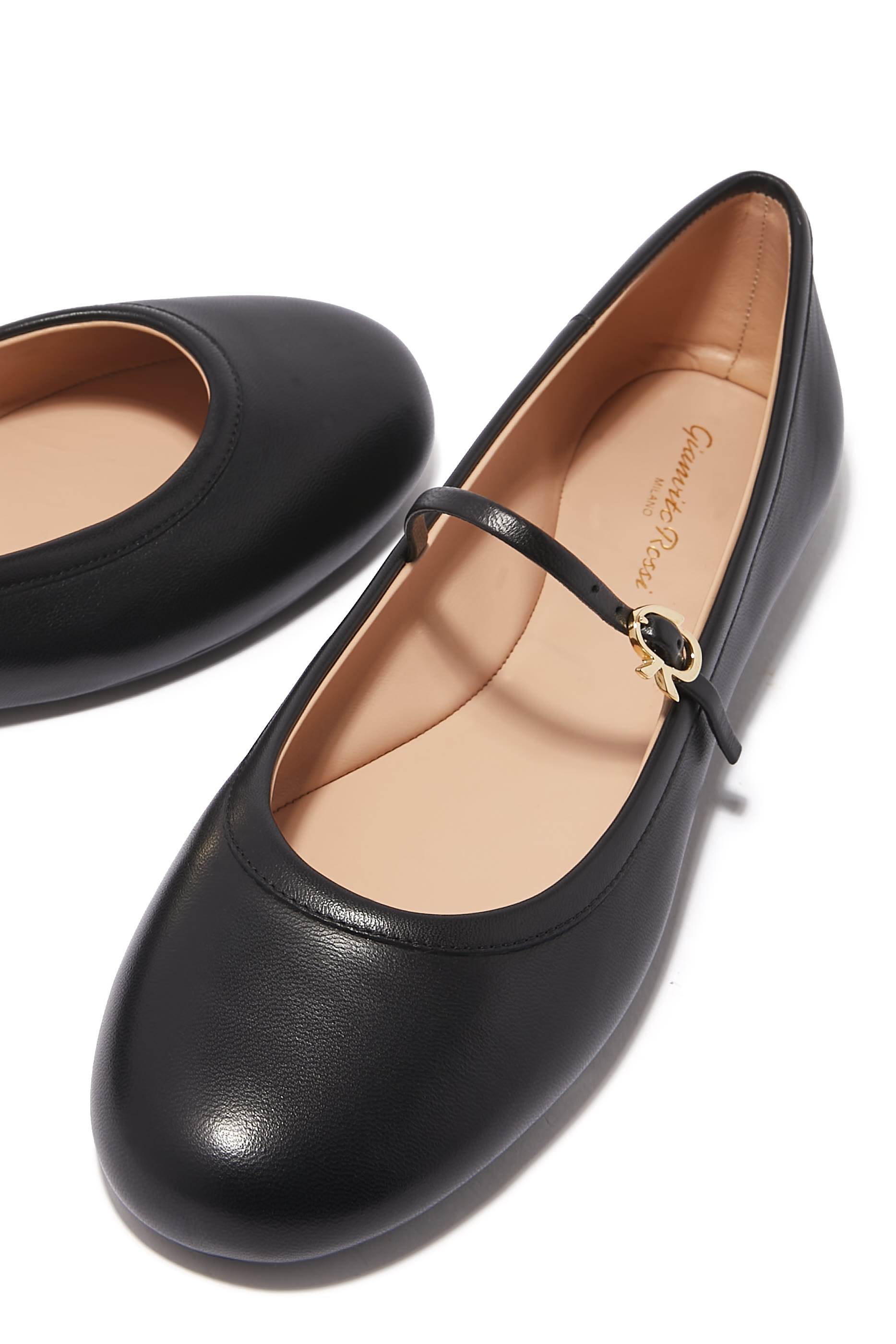 Carla Leather Ribbon Strap Ballerinas