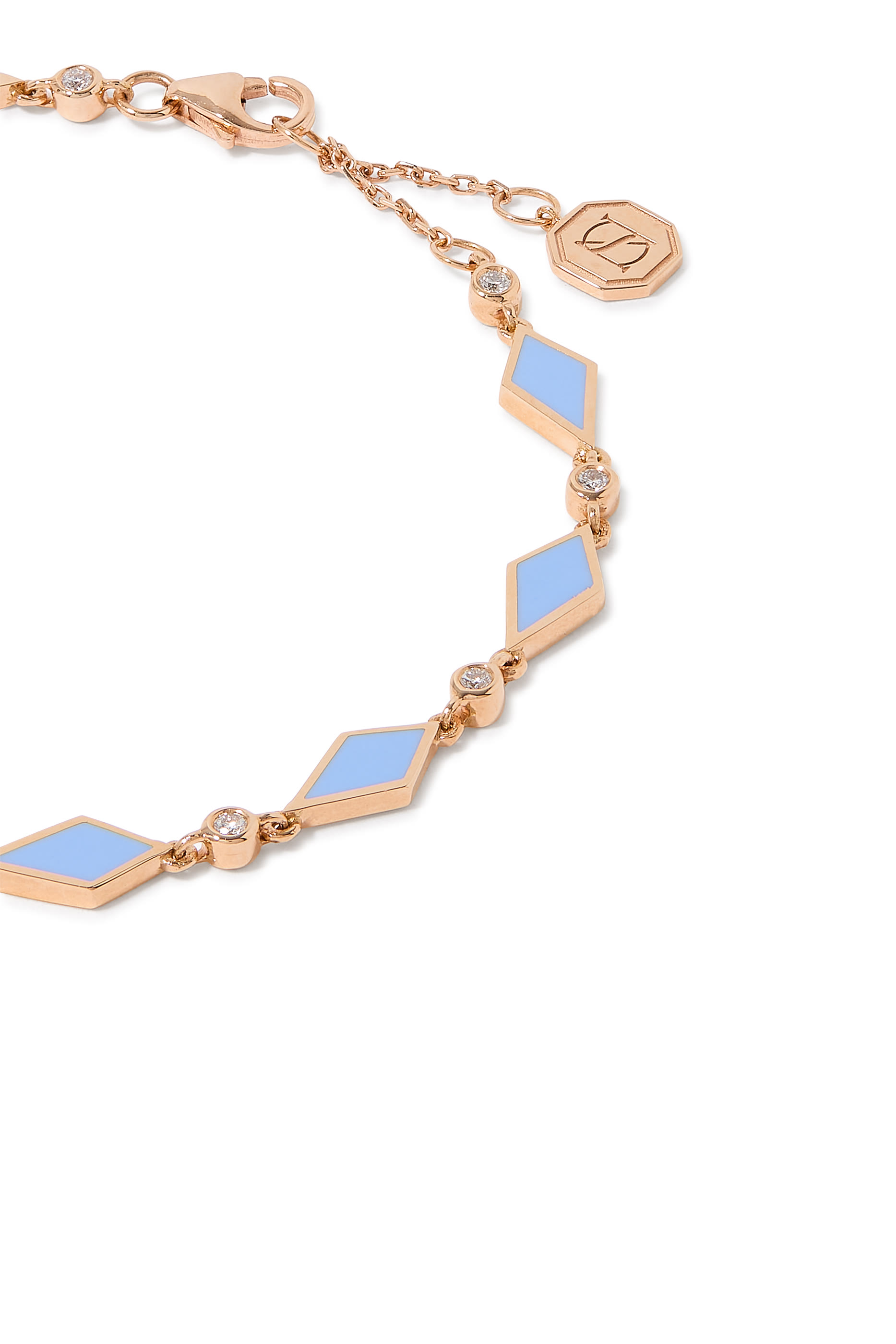 Morocco Mosaic Rose Gold Bracelet, 18K Rose Gold, Enamel & Diamonds
