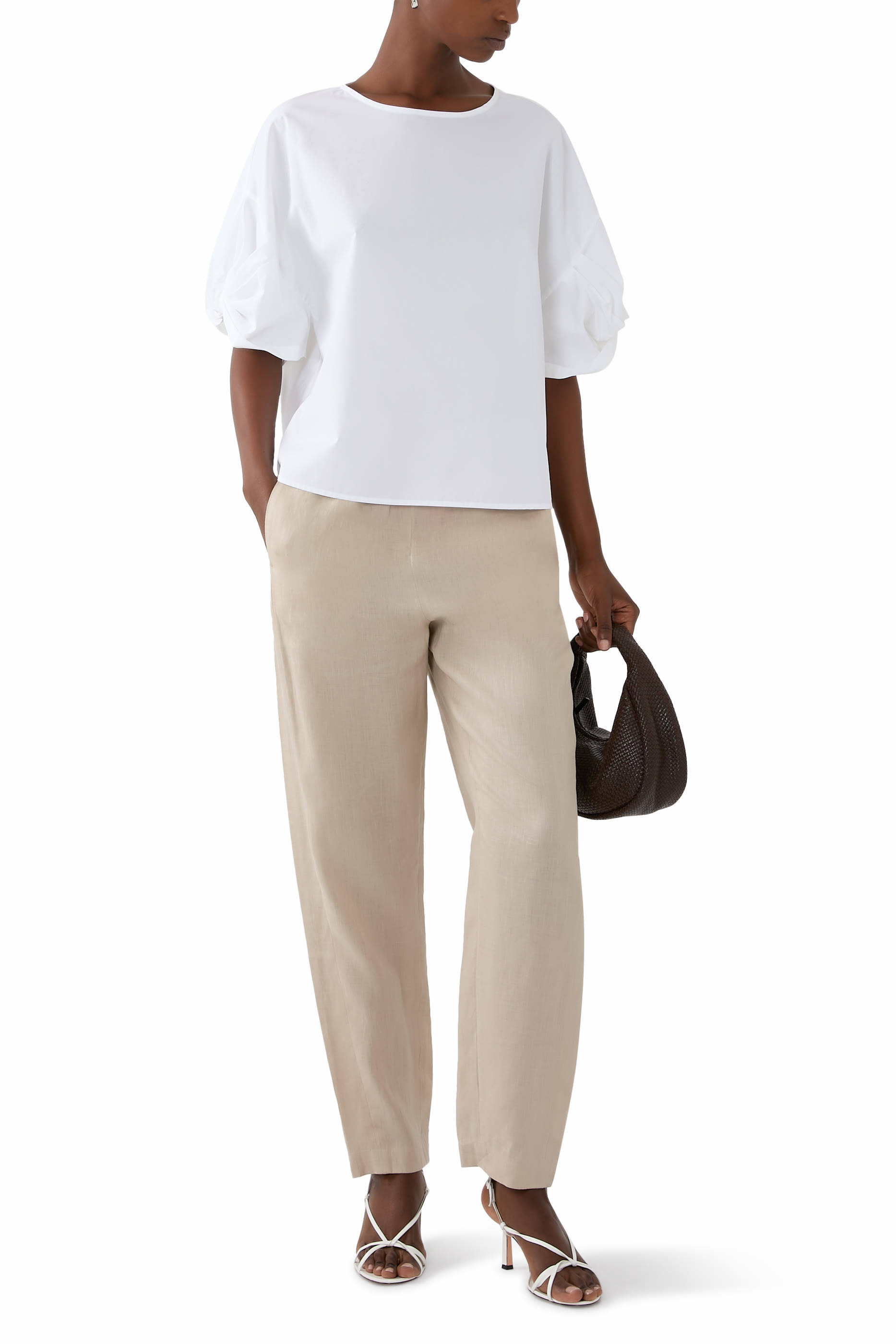 Twisted Sleeves Poplin Blouse