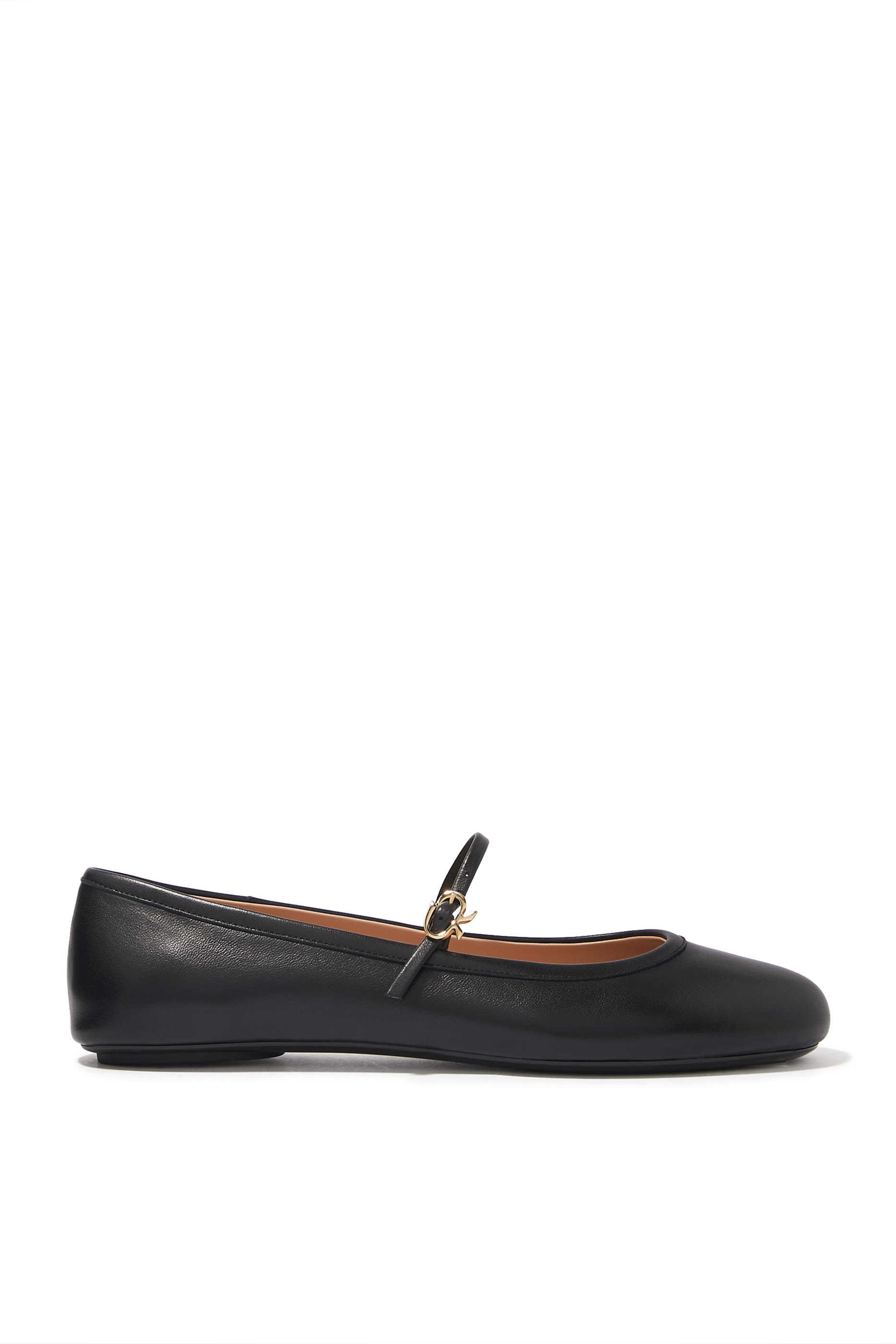 Carla Leather Ribbon Strap Ballerinas