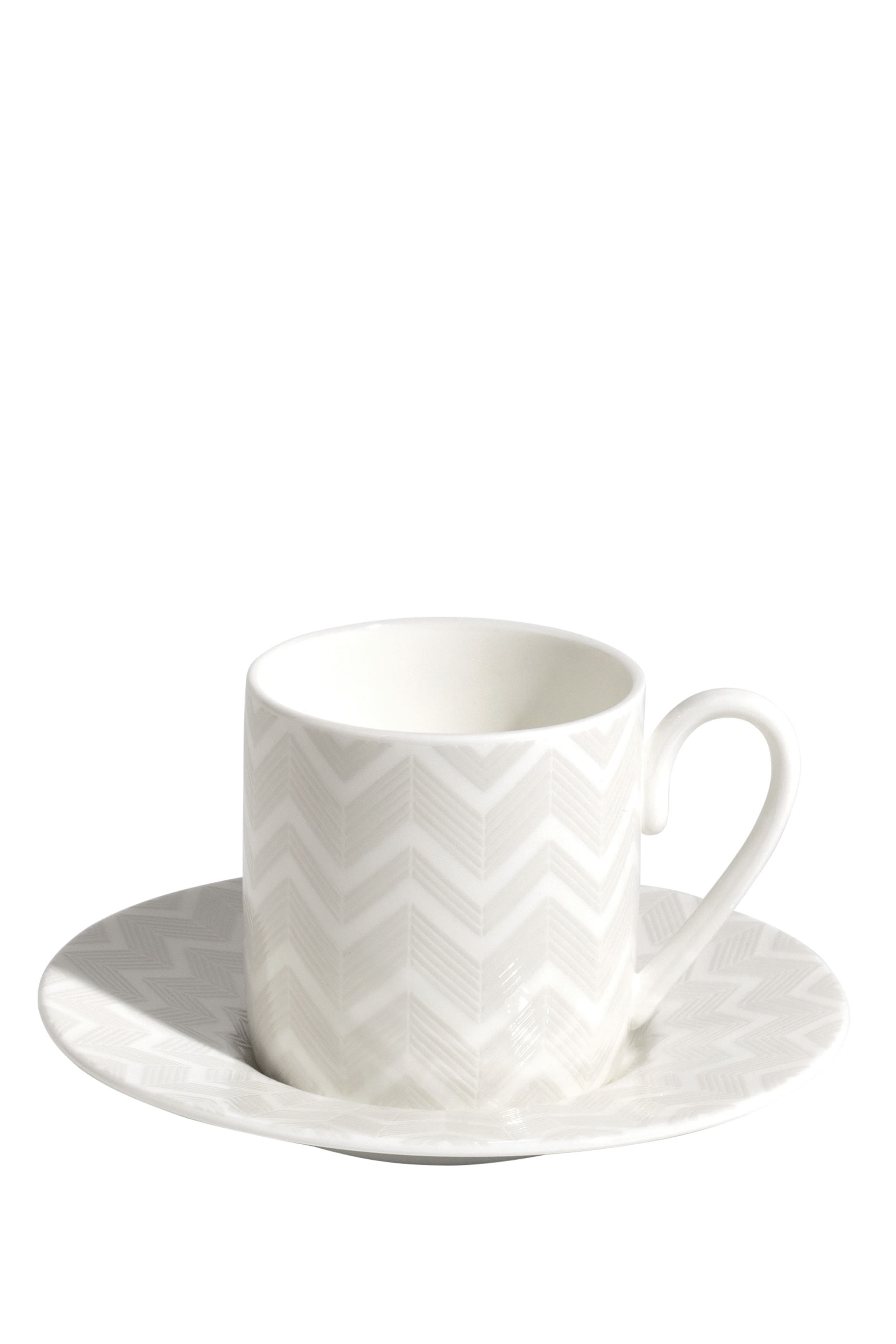 Zigzag White Coffee Cup and Saucer Set 