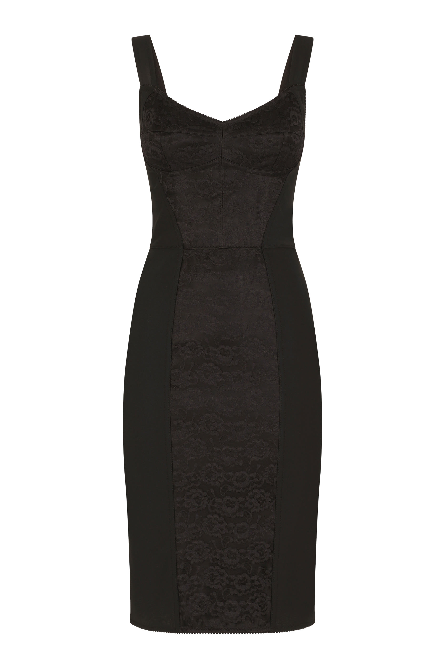 Corset-Style Midi Dress in Powernet and Lace