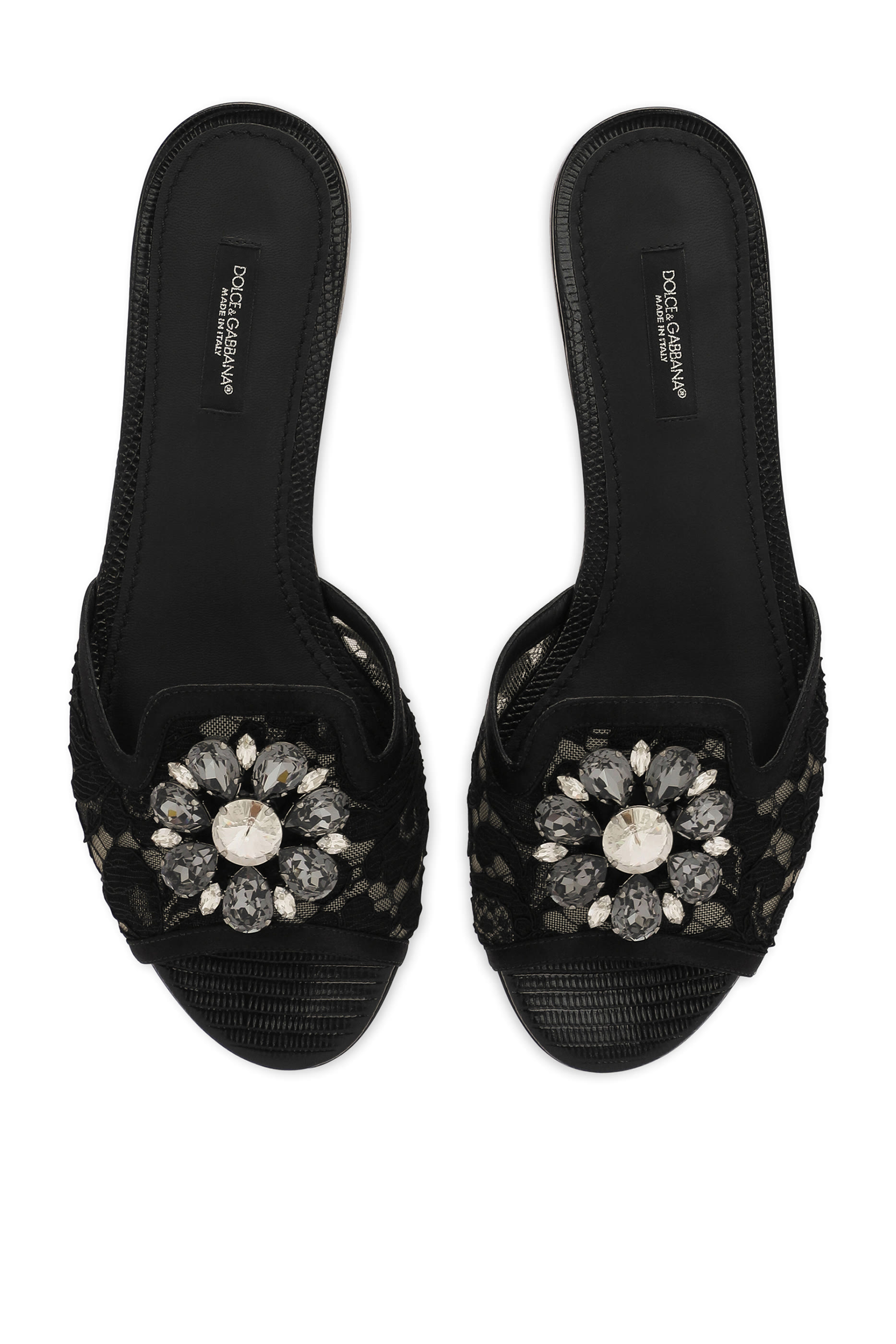 Lace Rainbow Slides with Brooch Detailing