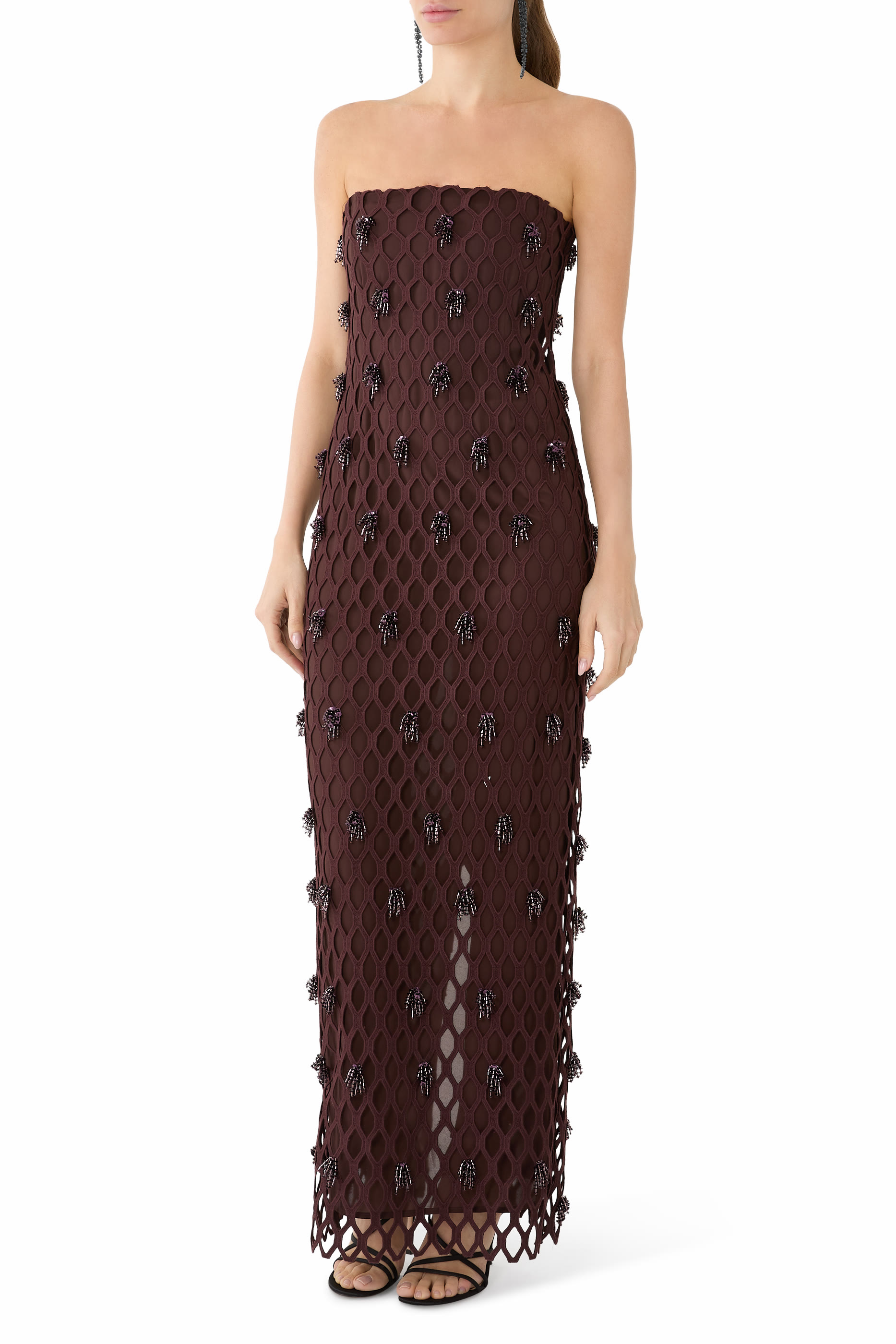  Iridessa Embellished Lattice Bustier Gown 