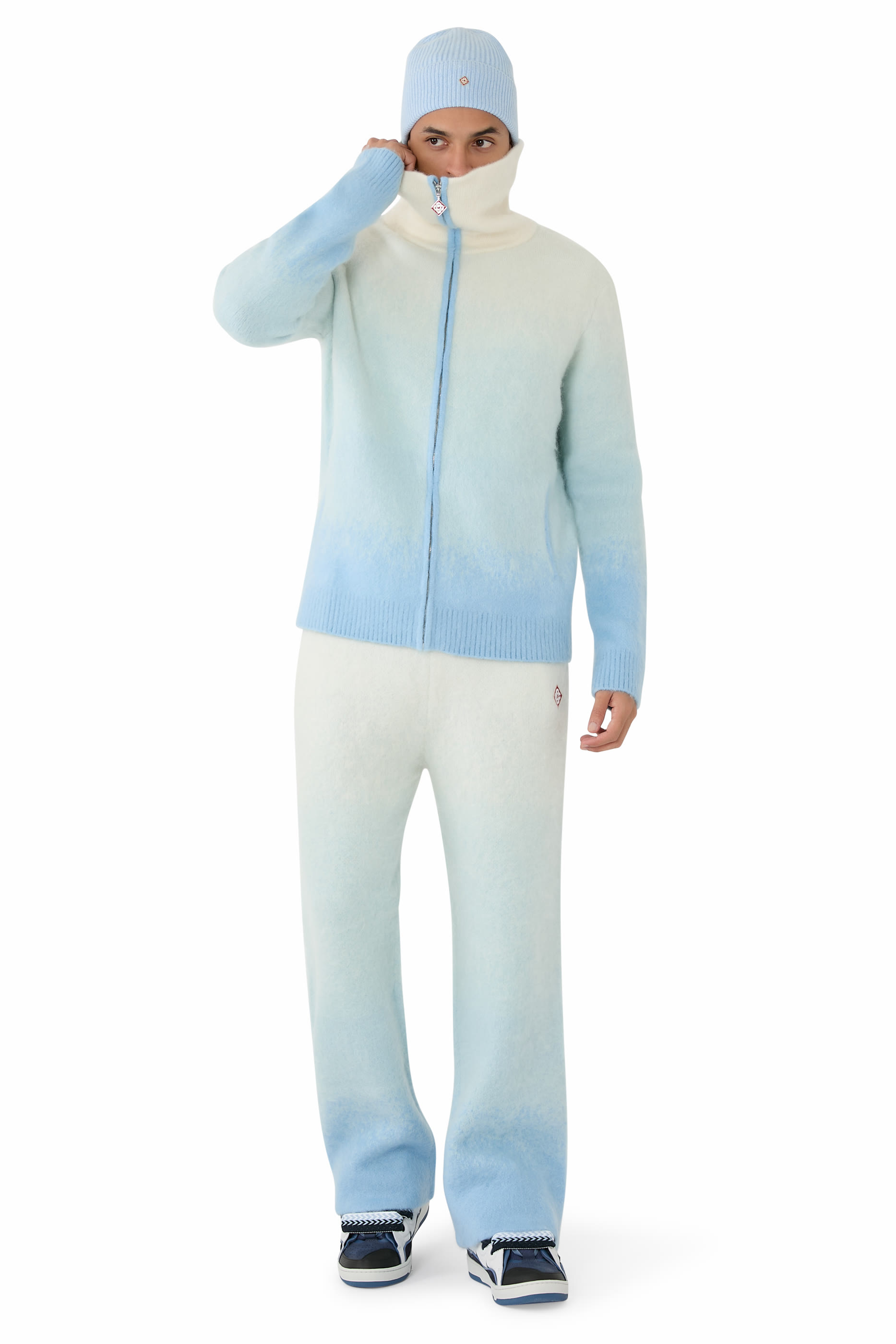  Fluffy Gradient Mohair Zip Jacket 