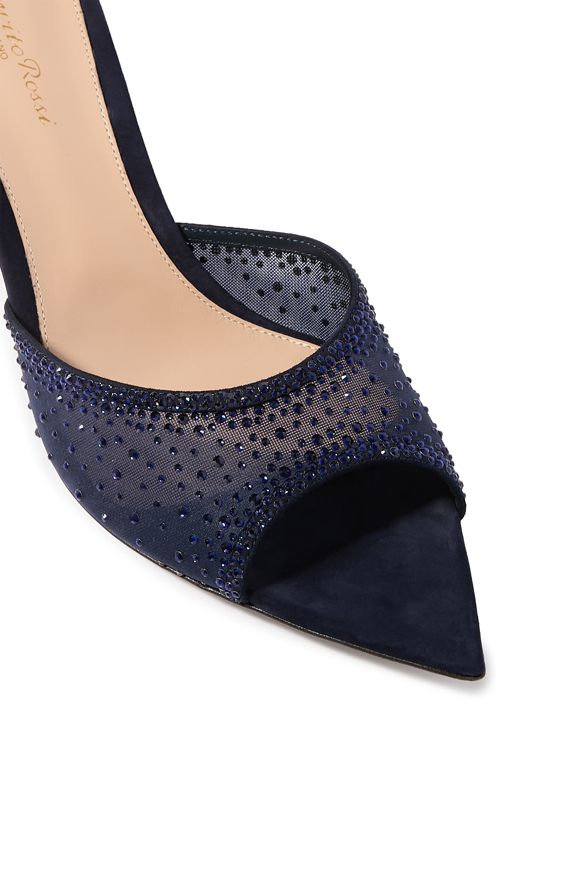 Rania 55 Suede Organza Embellished Mules
