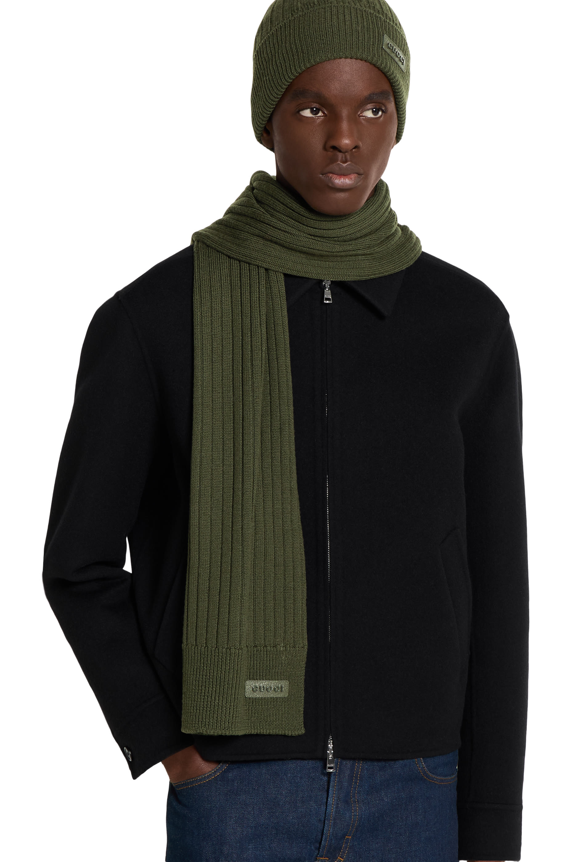 Knit Wool Scarf with Logo 