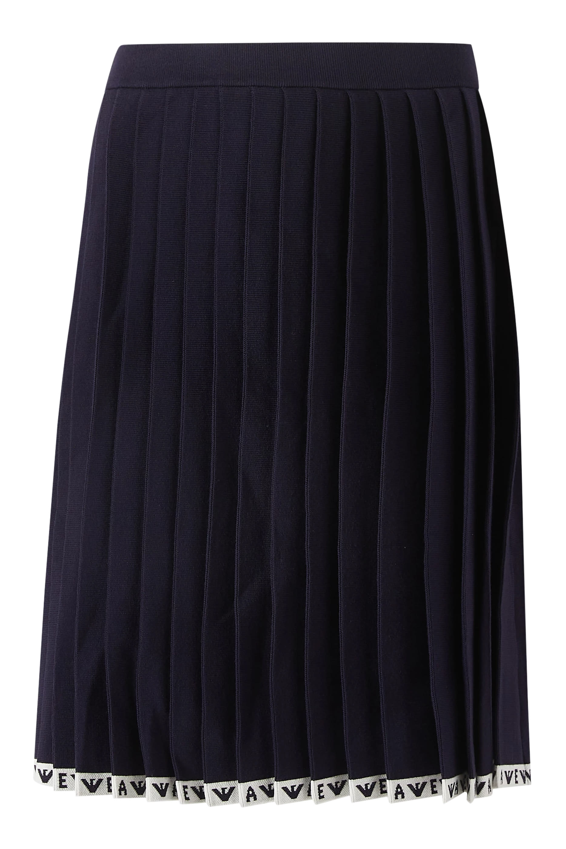 Kids Pleated Knit Skirt with Logo Trim