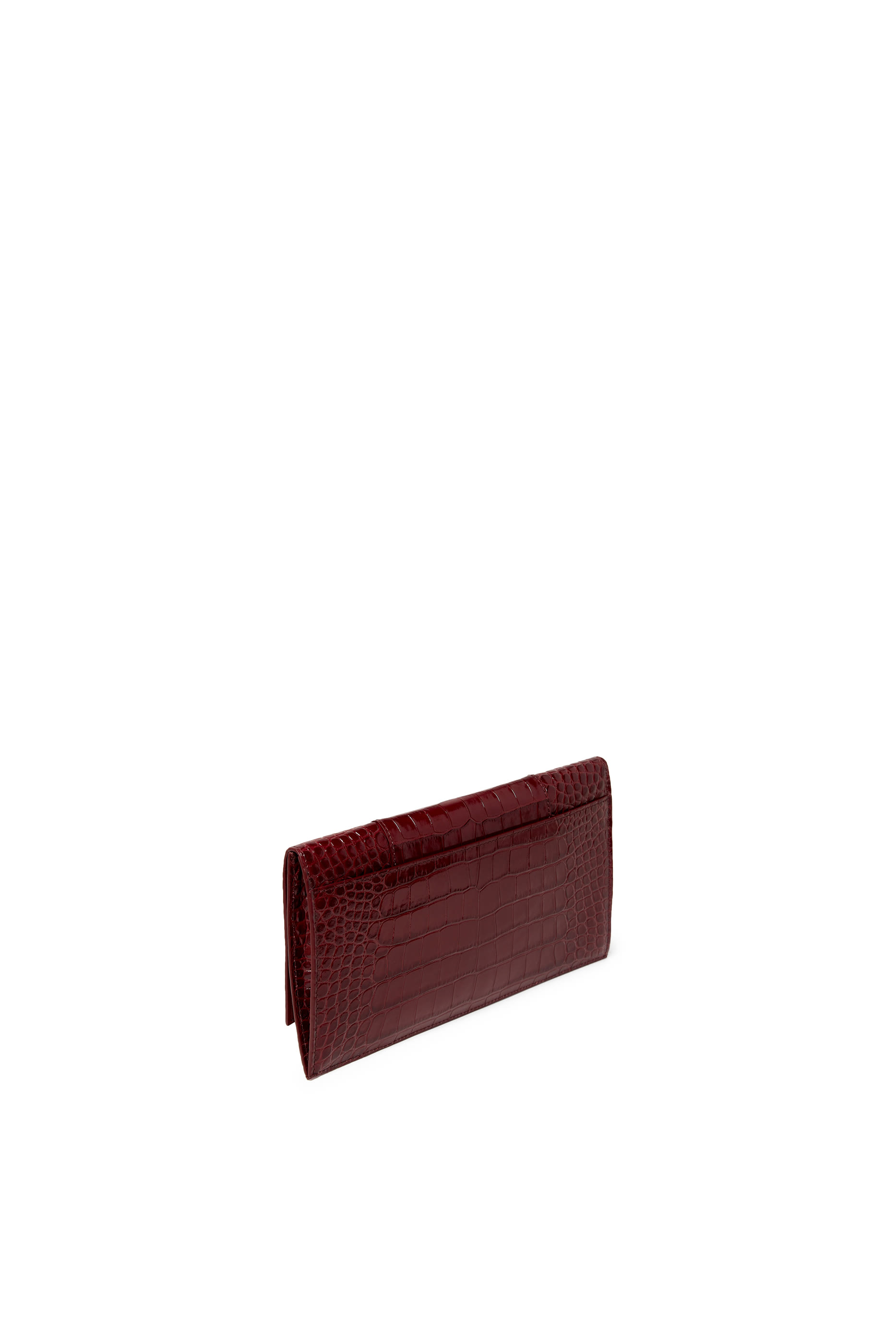 Hourglass Flat Pouch with Flap Crocodile Embossed
