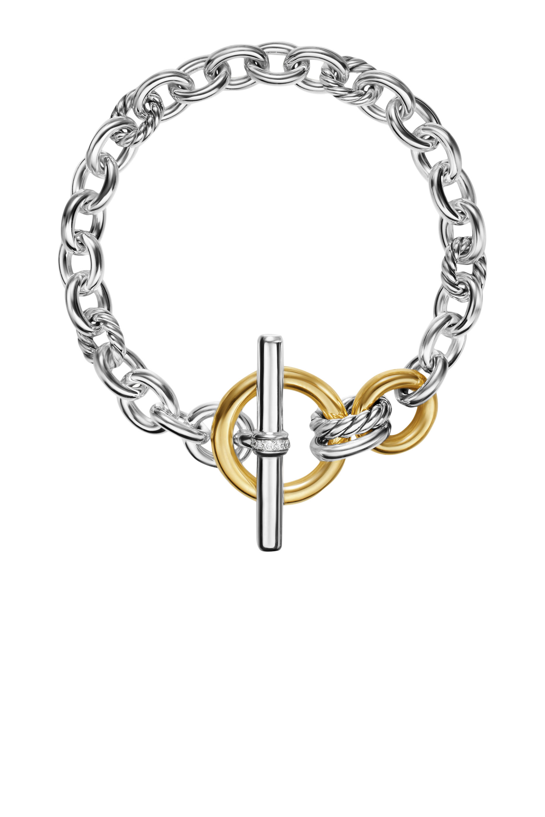DY Mercer&reg; Toggle Chain Bracelet,  Sterling Silver with 18K Yellow Gold & Diamonds