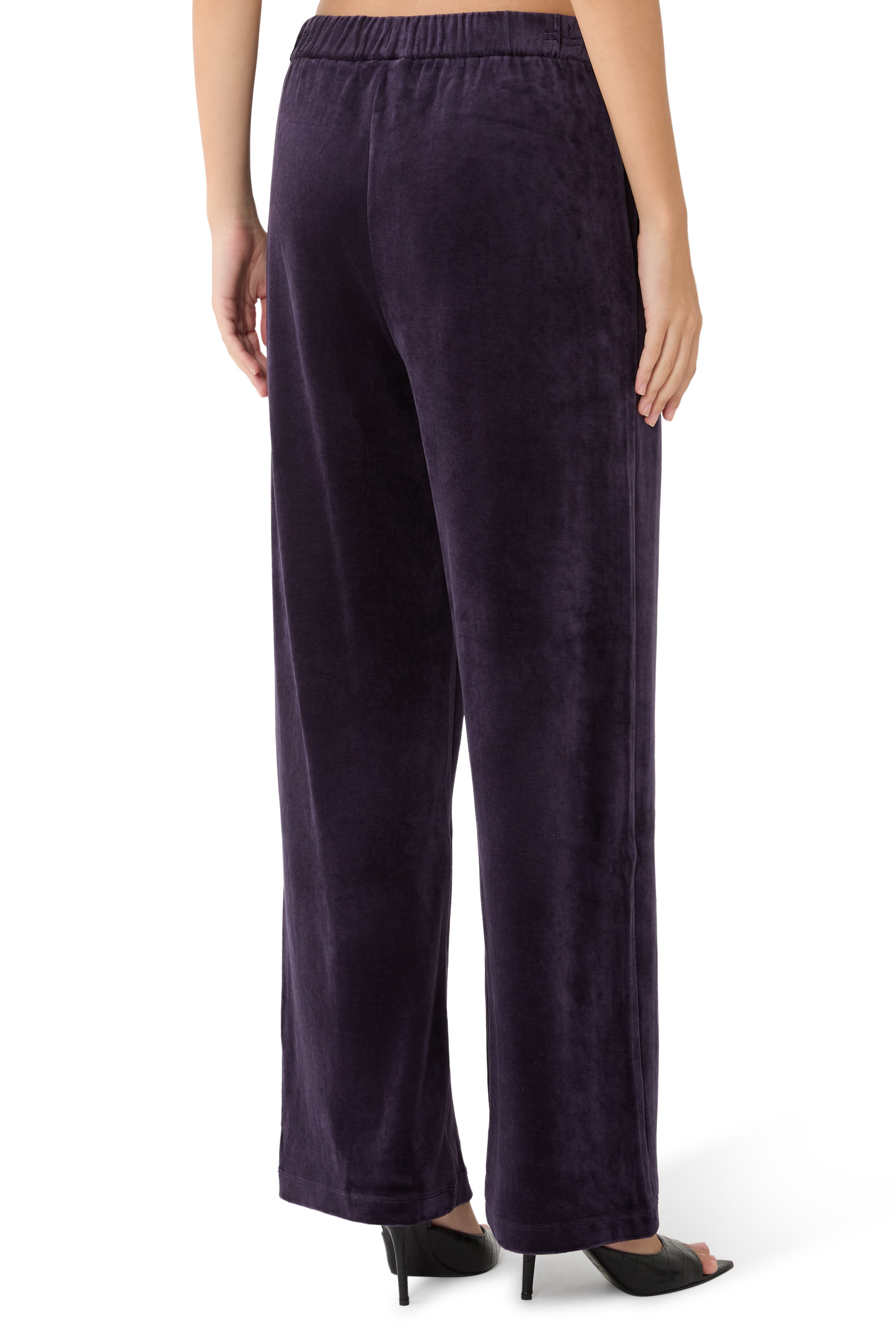 Cozy Velour Knit Wide-Leg Pants