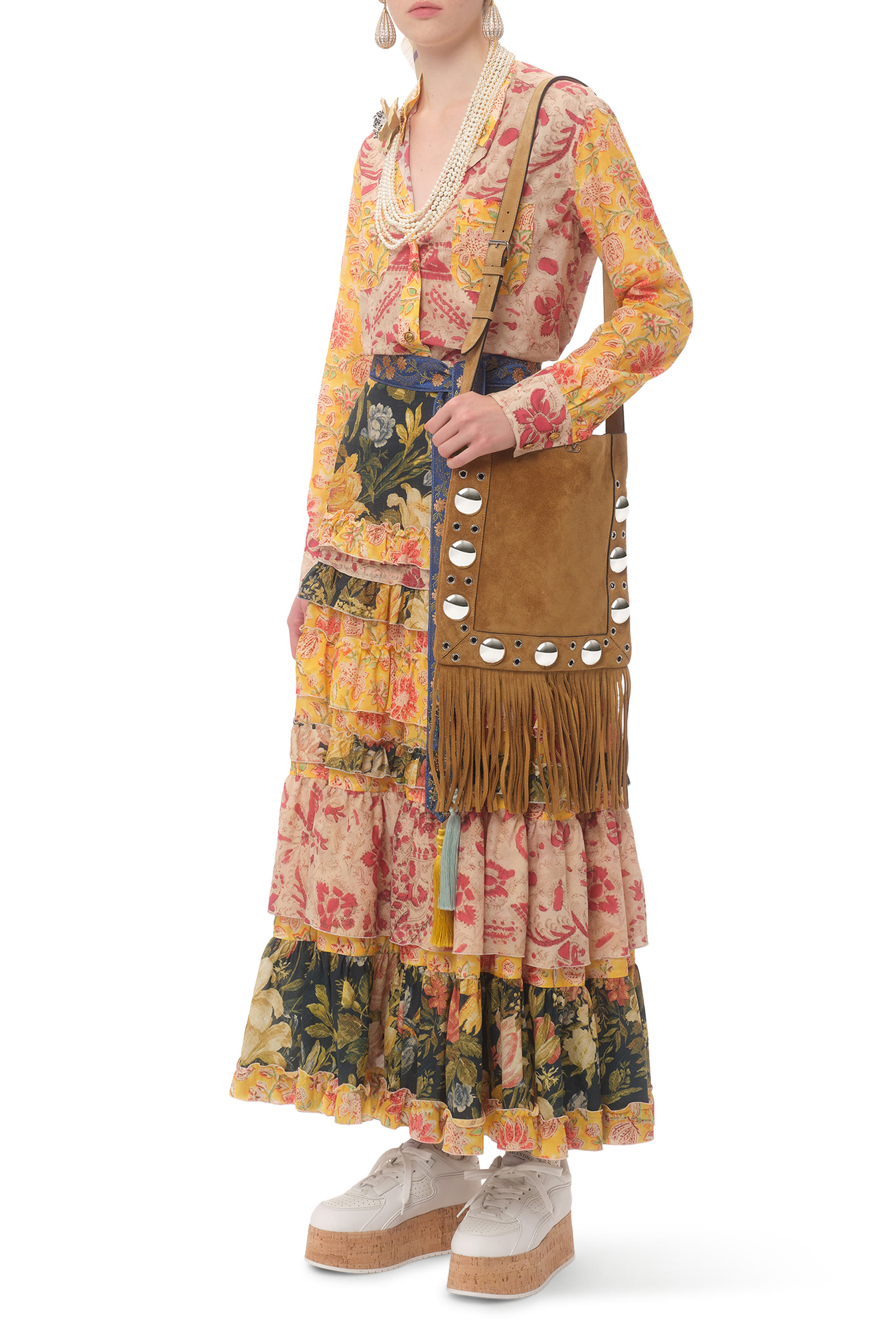 Nellc&ocirc;te Suede Shoulder Bag with Fringes