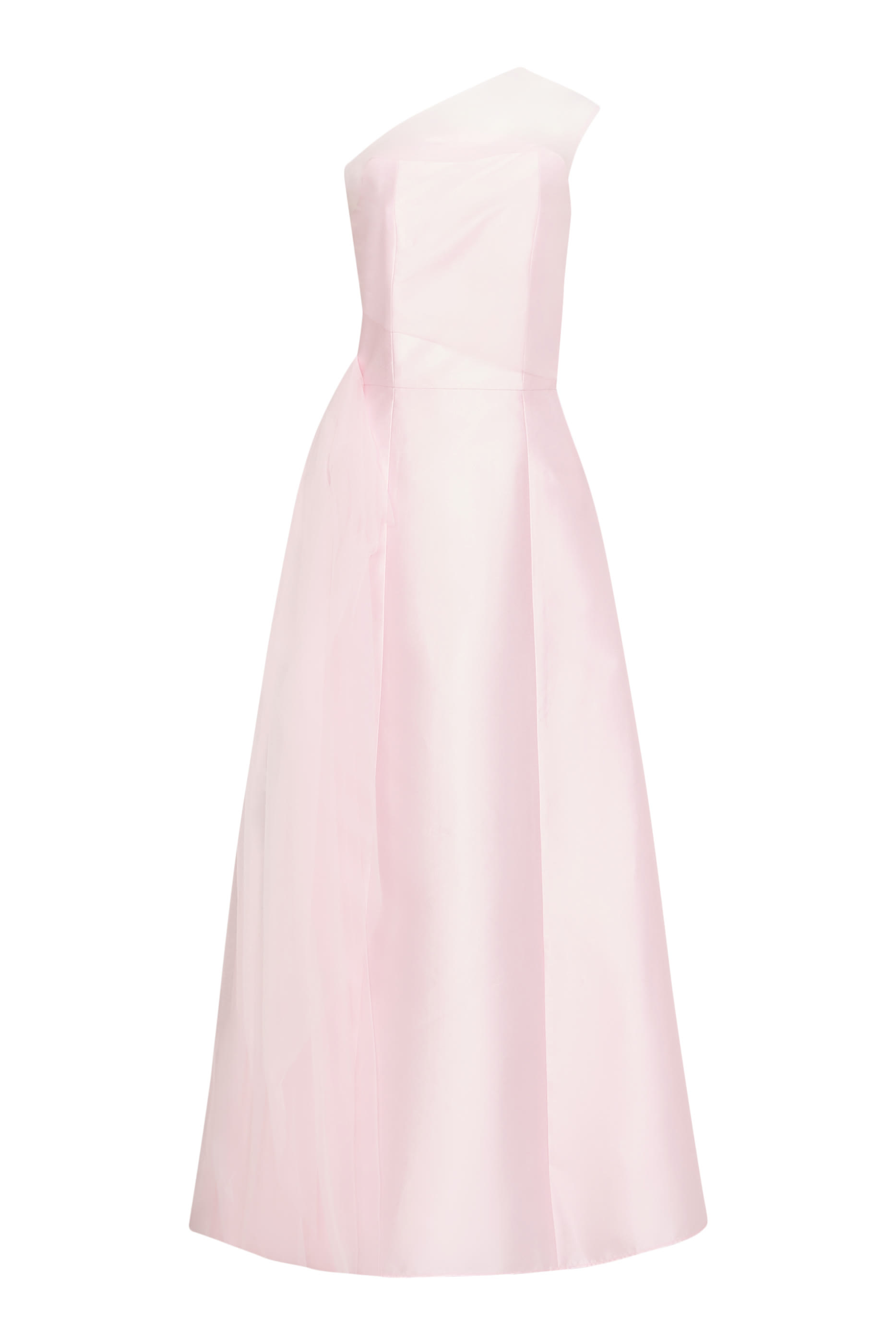  Sleeveless Mikado Gown with Tulle Side Drape