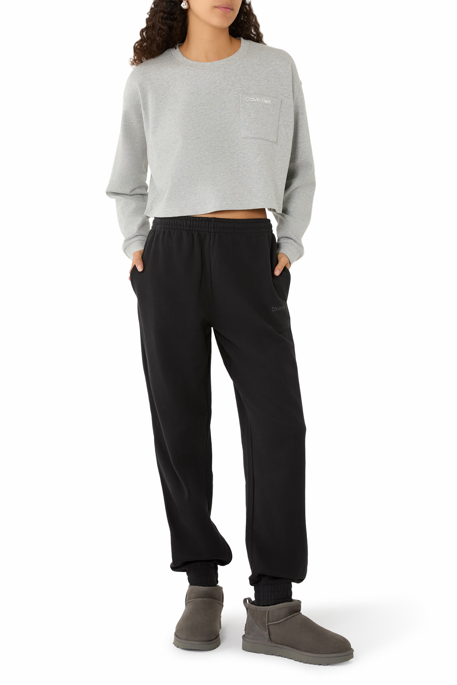 Logo Cotton Jersey Cropped Lounge Top