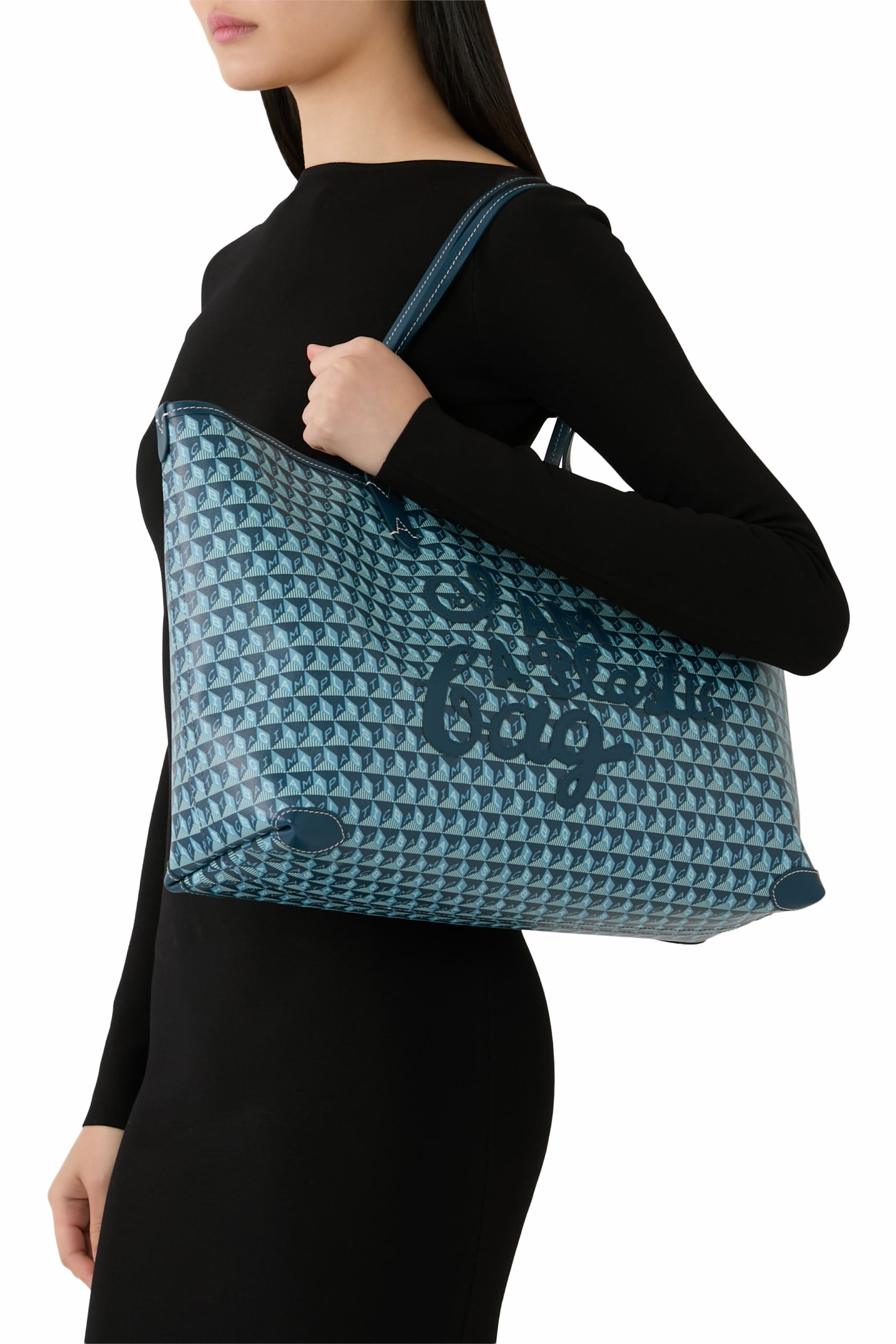  I Am A Plastic Bag Zipped Motif Tote 