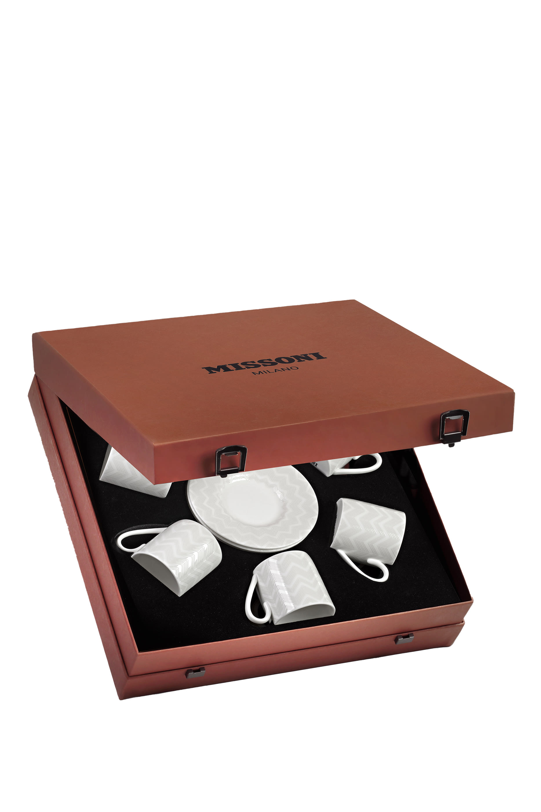 Zigzag White Coffee Cup and Saucer Set 