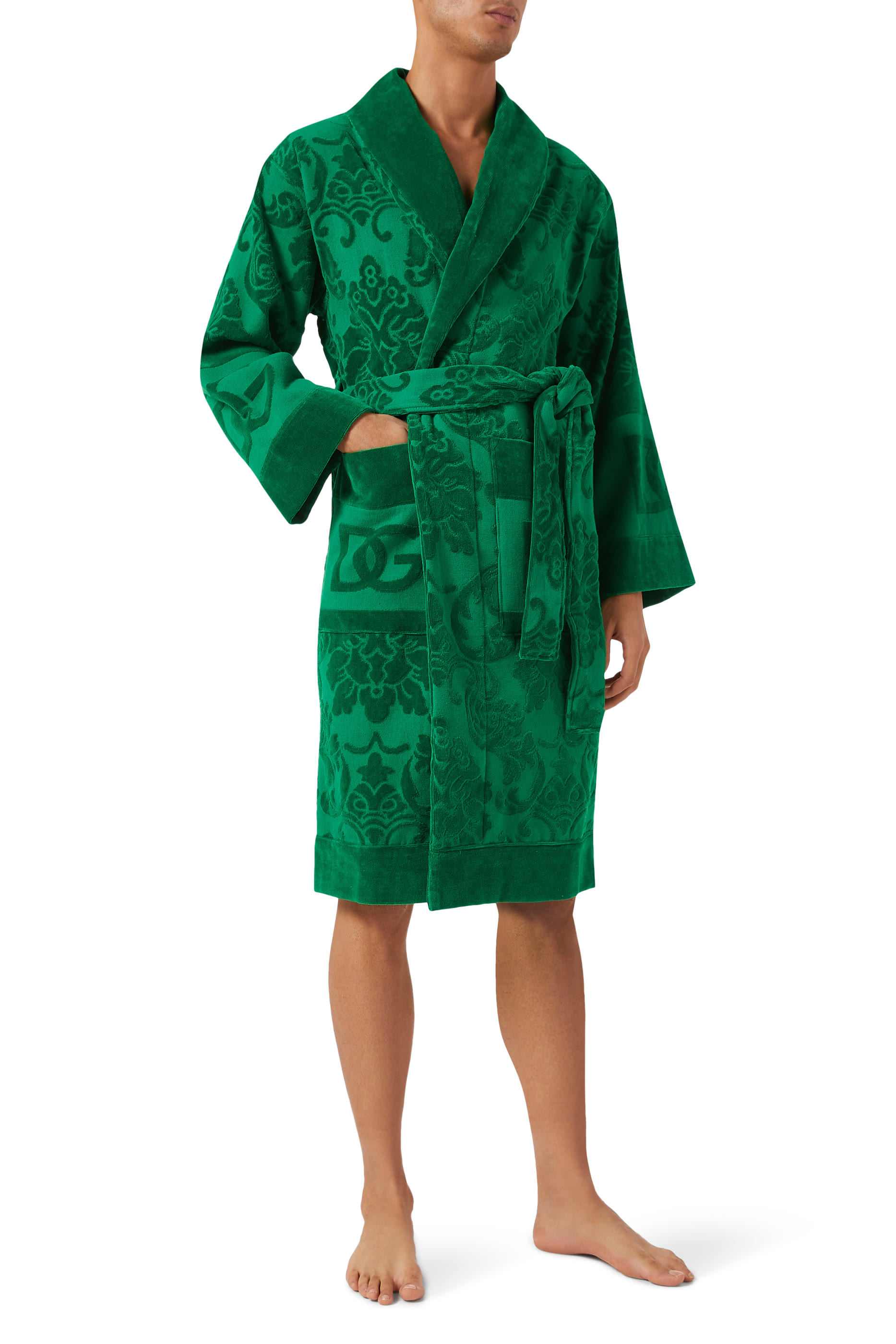 Terry Cotton Jacquard Bathrobe