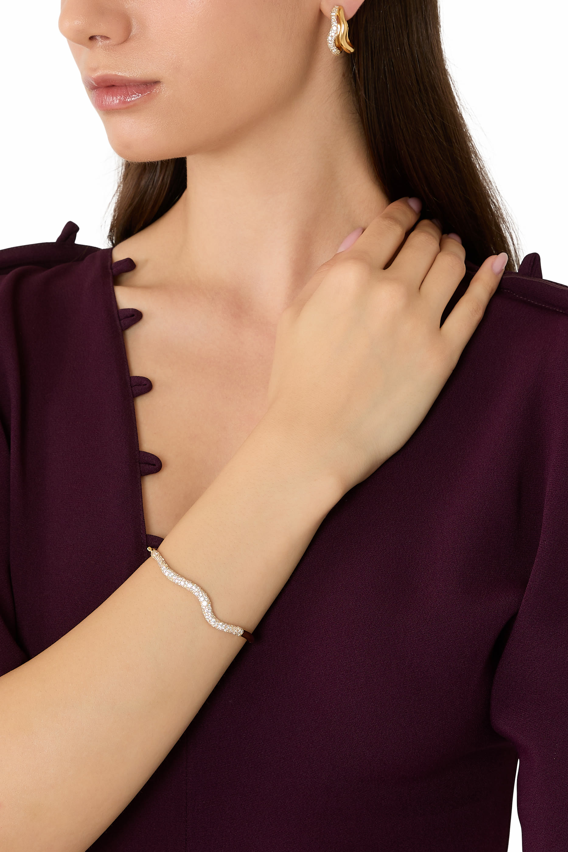  Molten Snow Double Medium Hoop Earrings