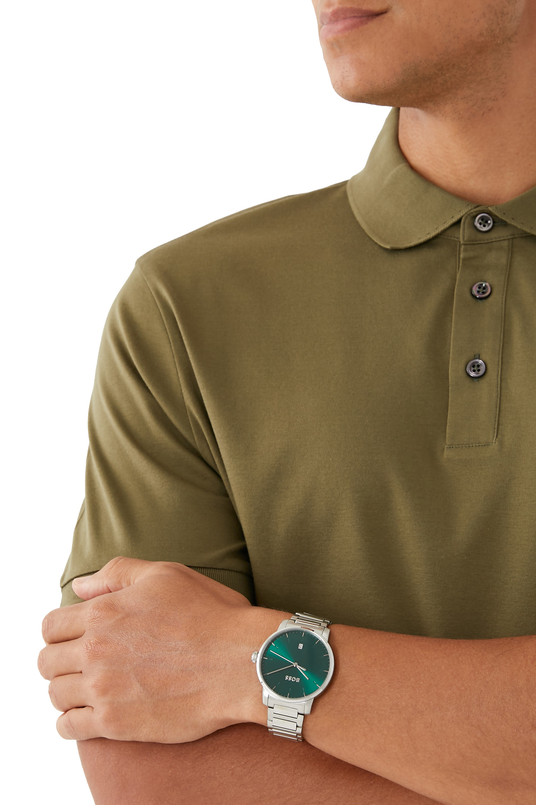 Dean H-Link-Bracelet Watch With Green Dial