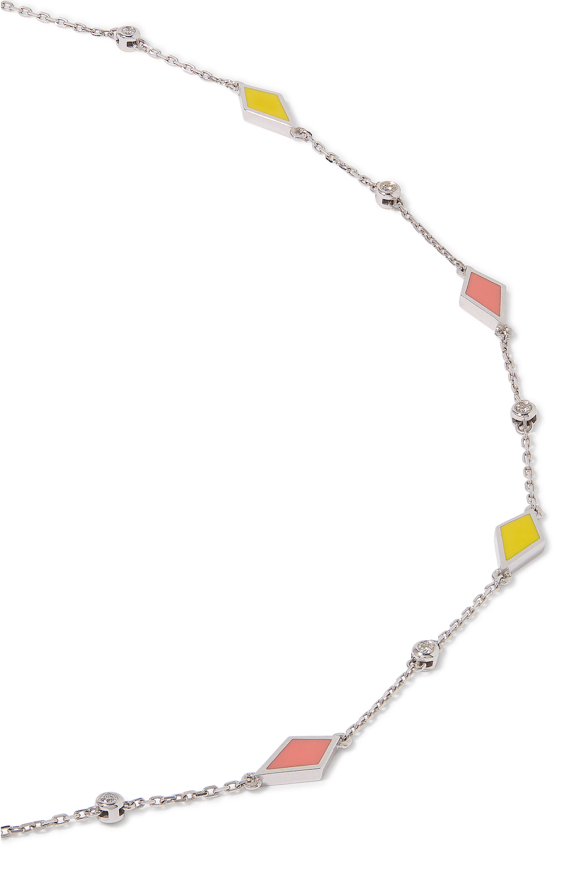 Mosaic Choker, 18K White Gold with Enamel & Diamonds