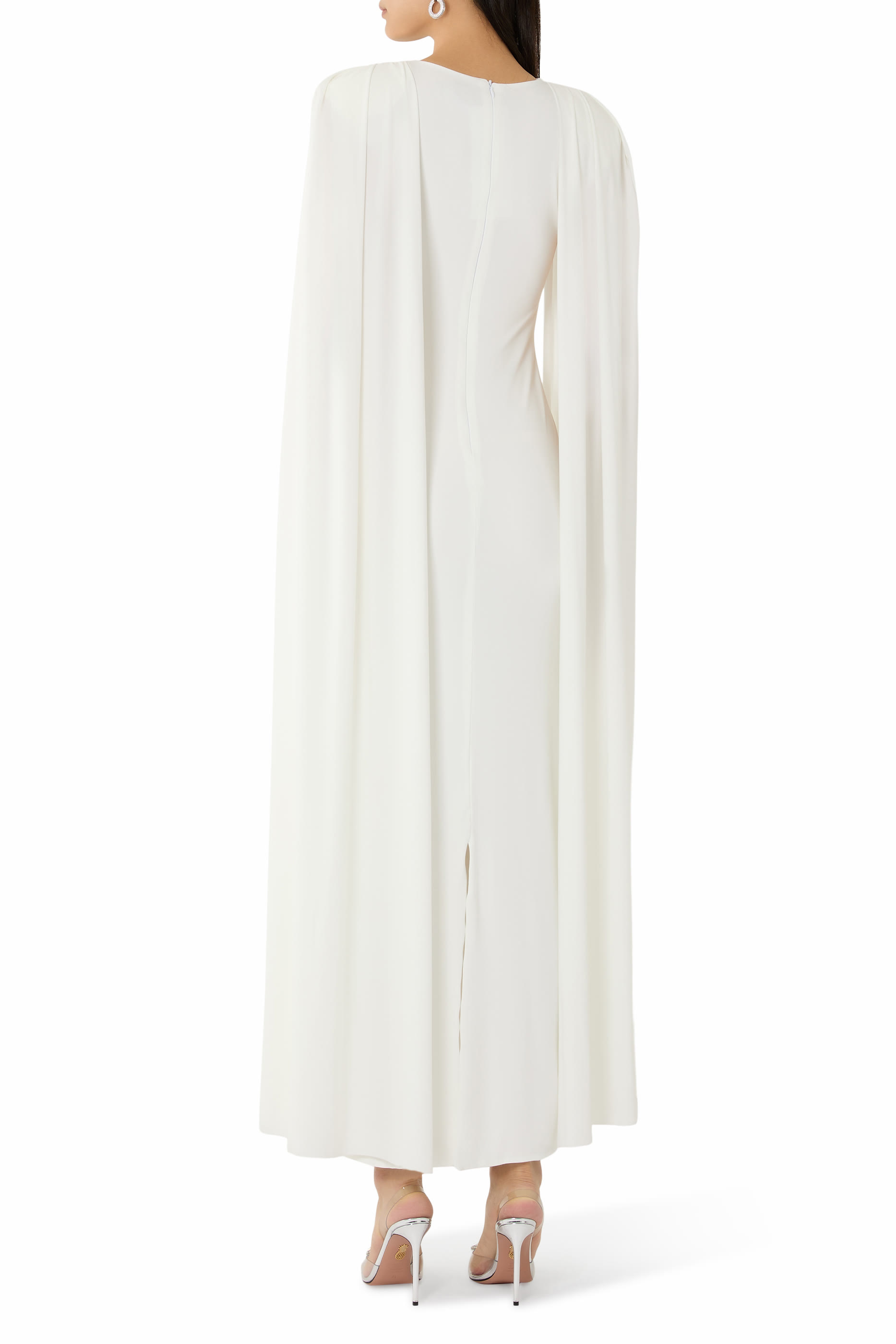 Mimi Slashed-Neck Maxi Dress with Cape Sleeve 