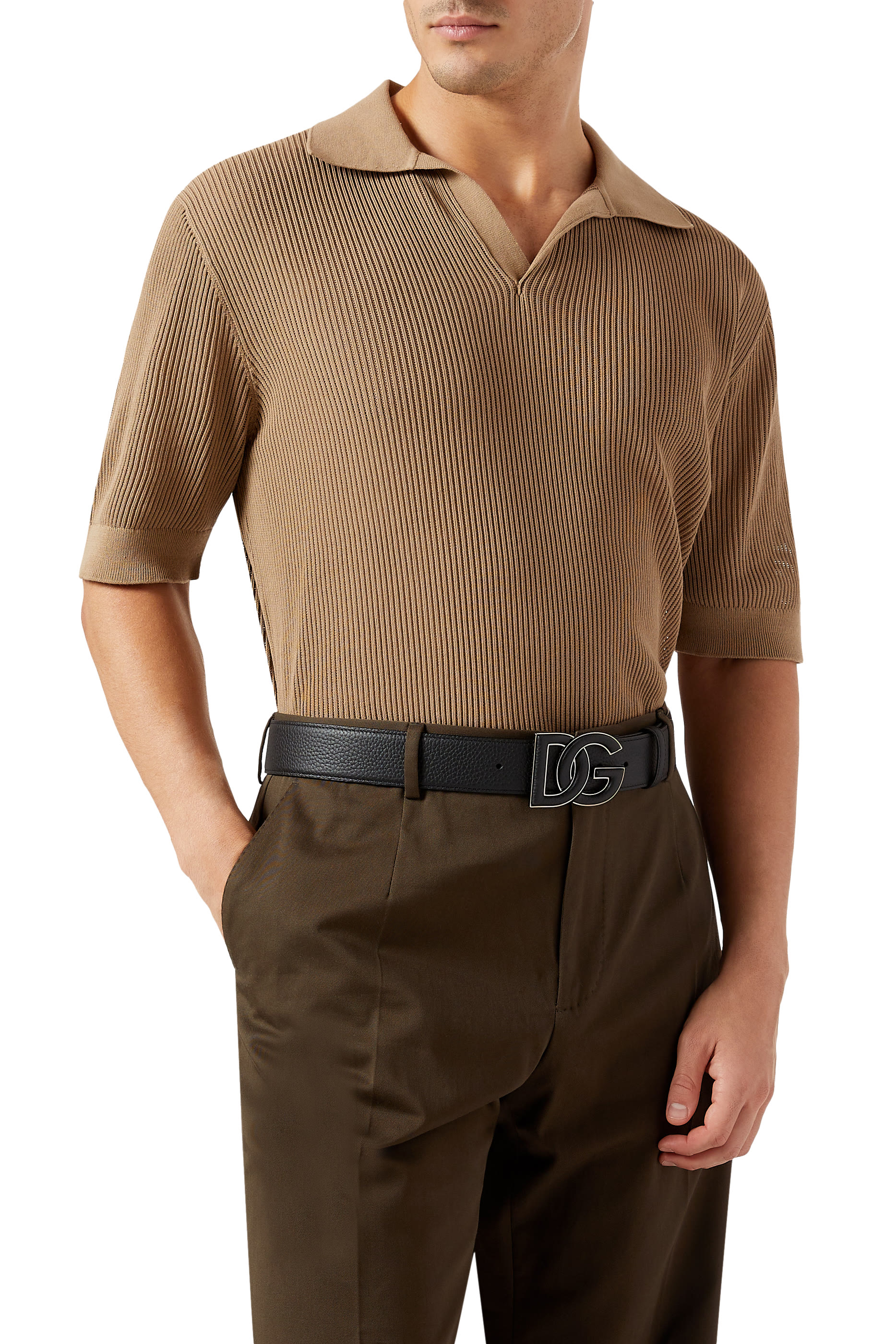 Deerskin-Print Calfskin Belt