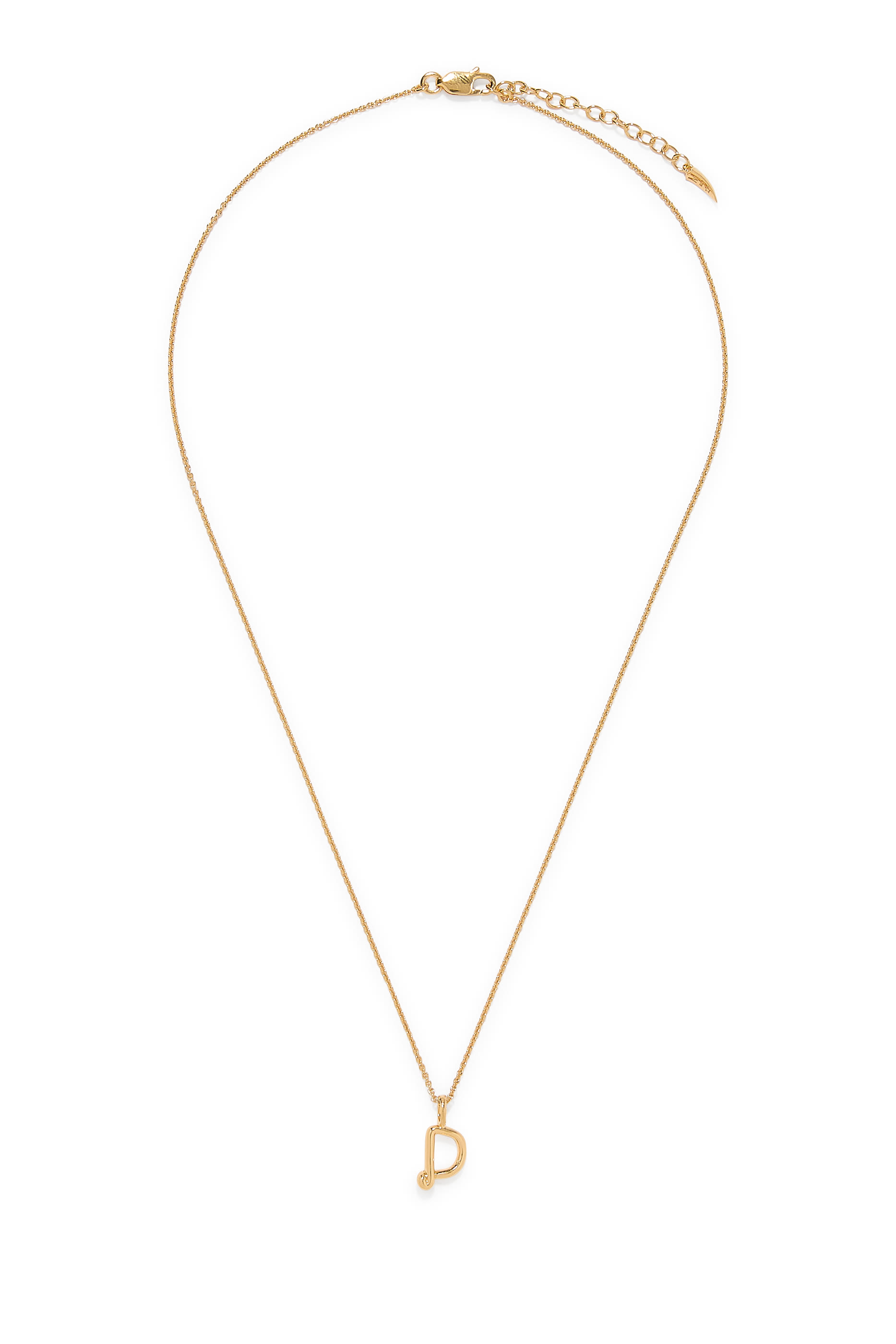 Curly Molten Mini Initial Necklace - D, 18ct Recycled Gold Vermeil on Recycled Sterling Silver