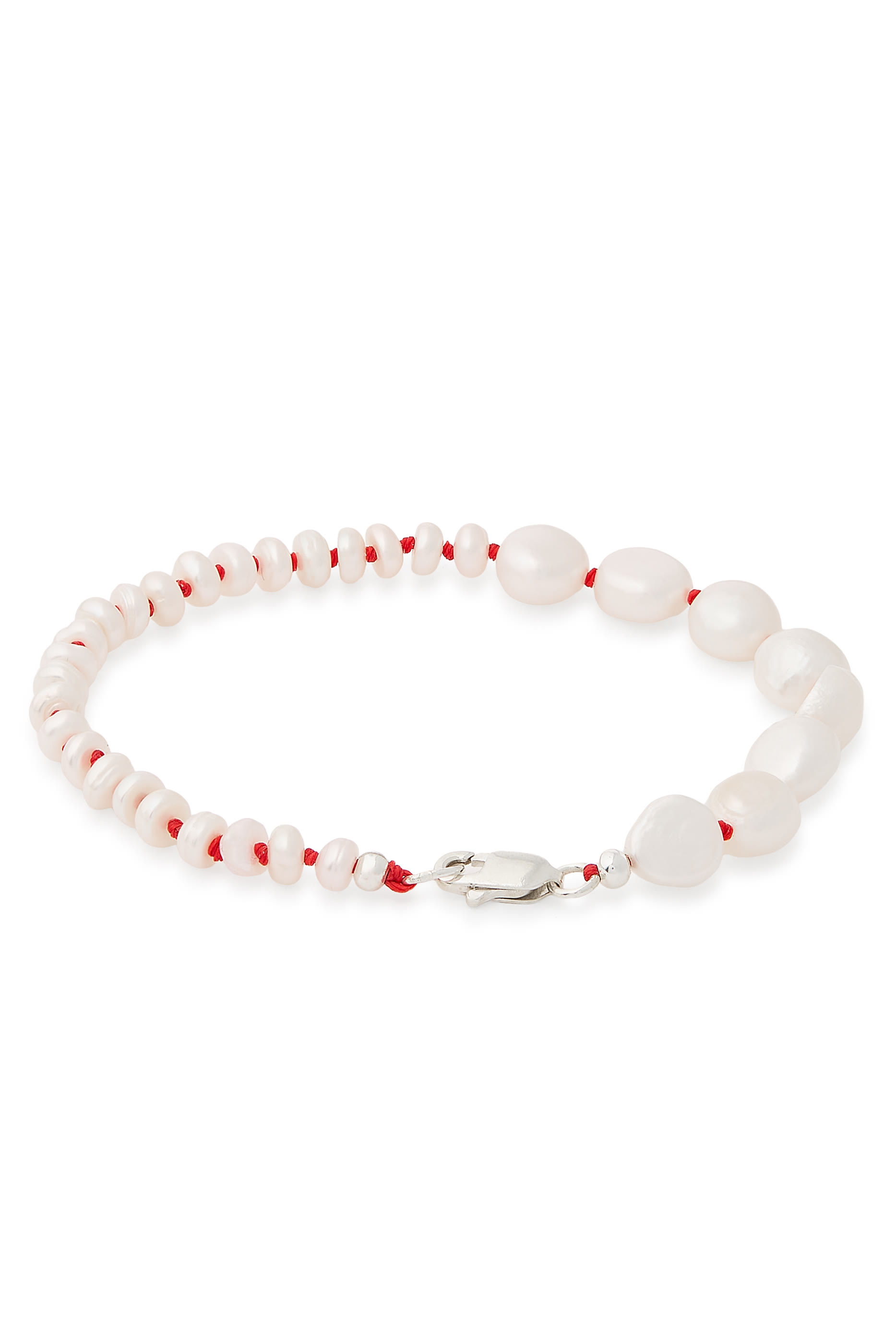 The Mira Necklace with Red Cord, Freshwater Pearls