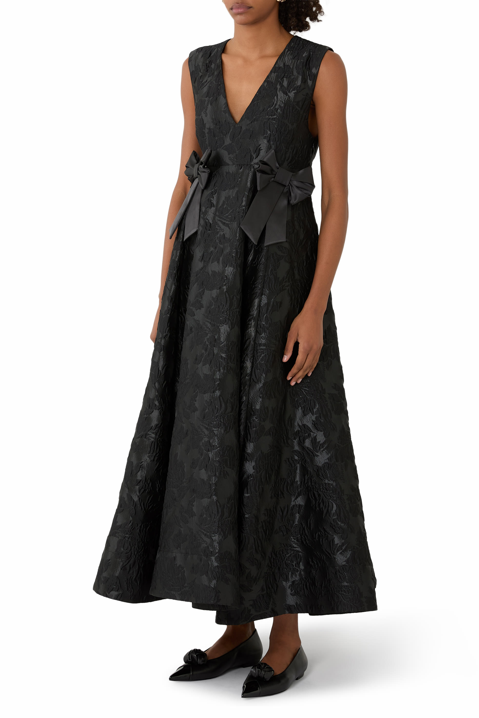  Satin Cloqu&eacute; Long Dress 