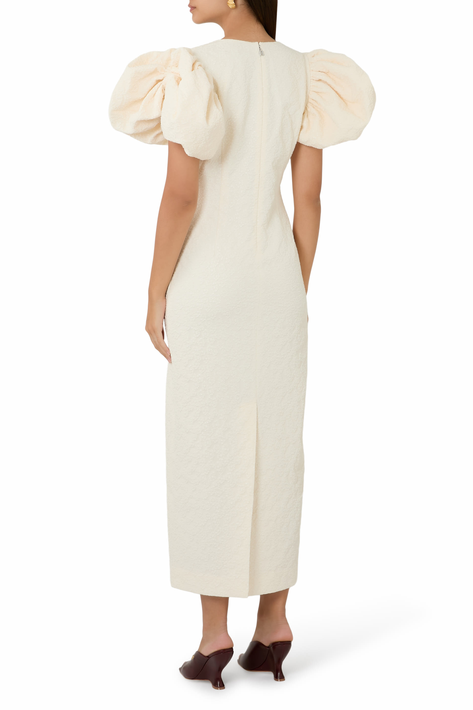 Puffy Jacquard Midi Dress