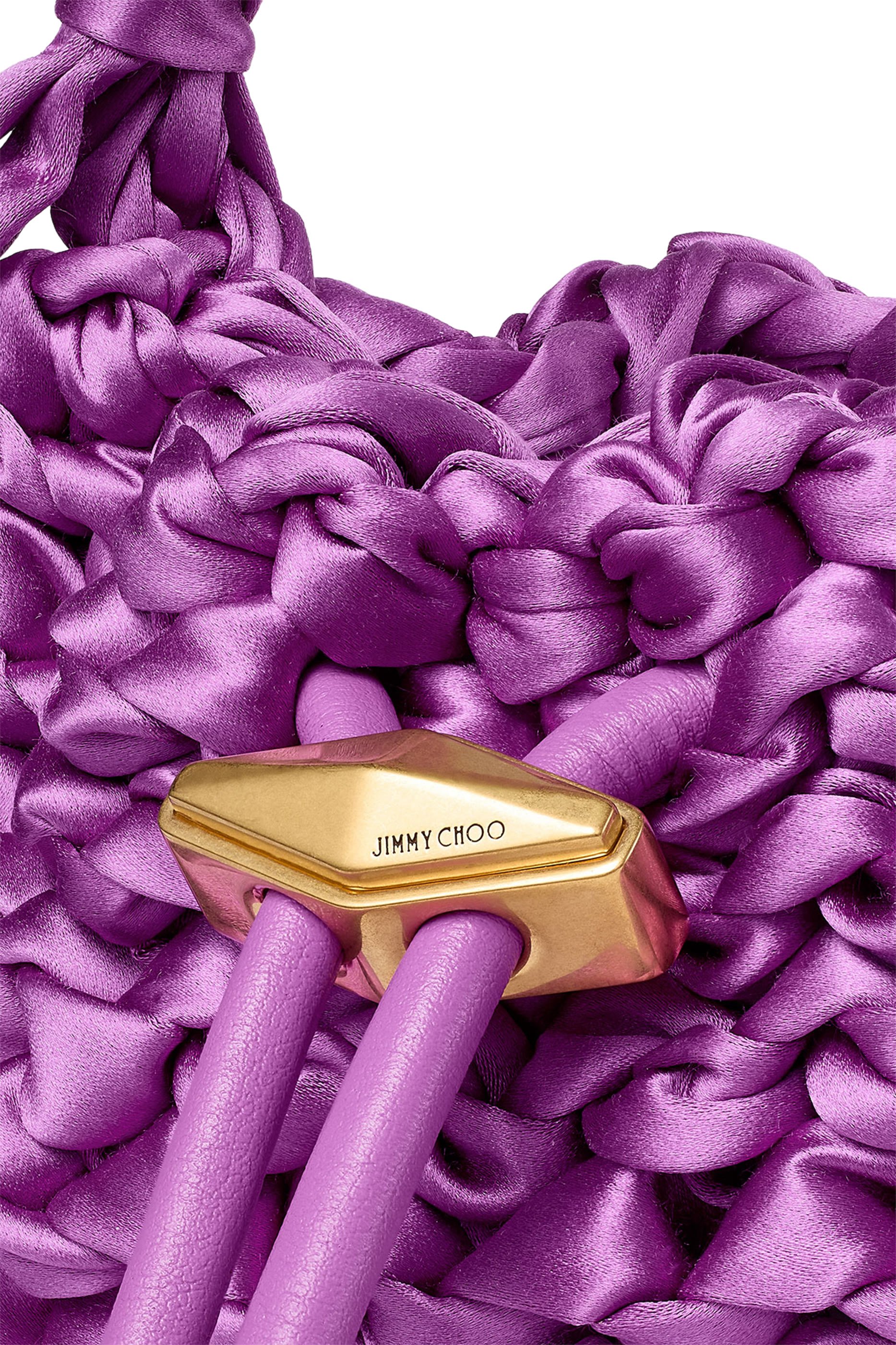 Cinch Woven Satin Top Handle Bag