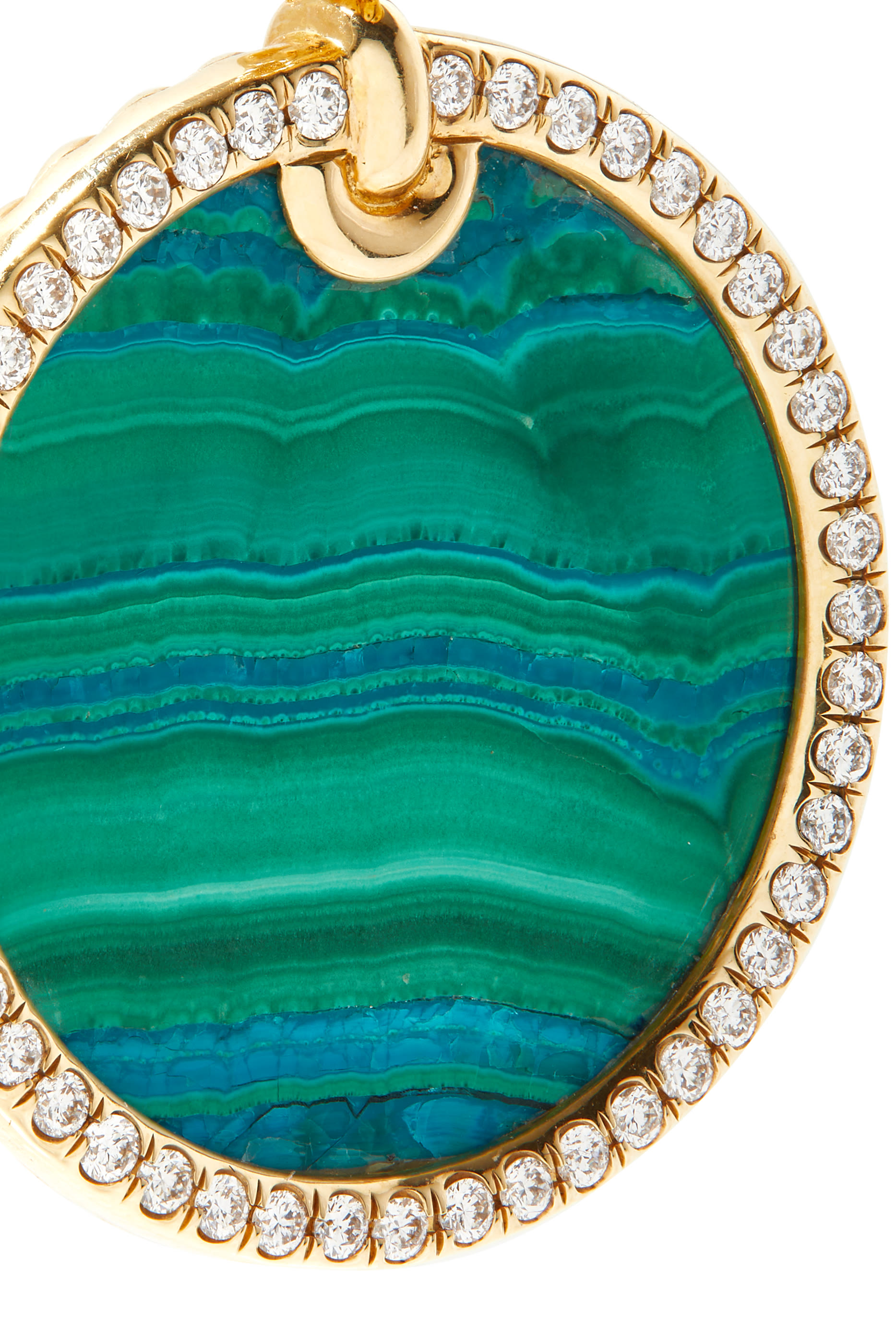 Elements&reg; Artist Series Disc Pendant in 18K Yellow Gold with Chrysocolla and Pav&eacute; Diamonds