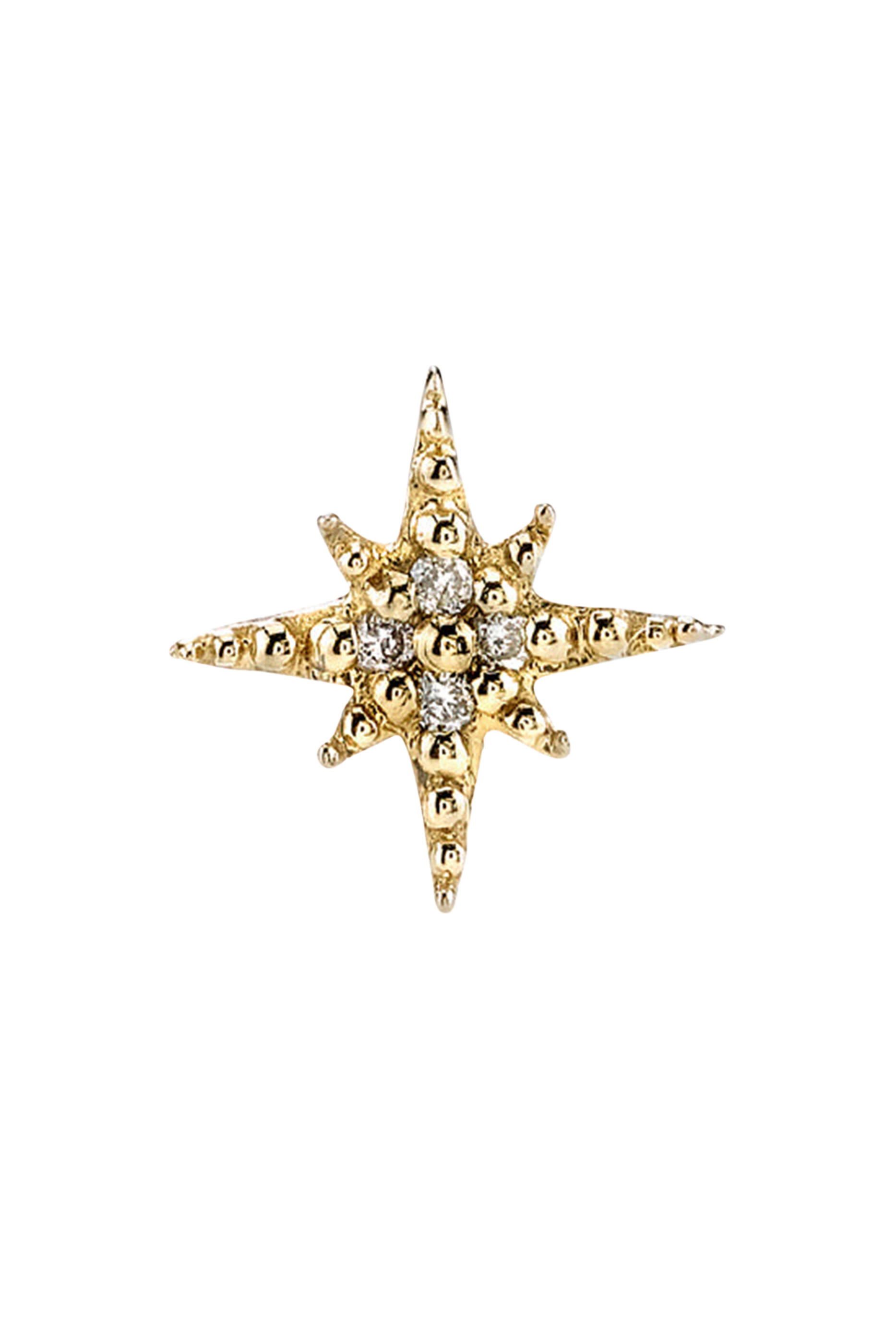 Starburst Single Stud Earring, 14k Yellow Gold & Diamonds