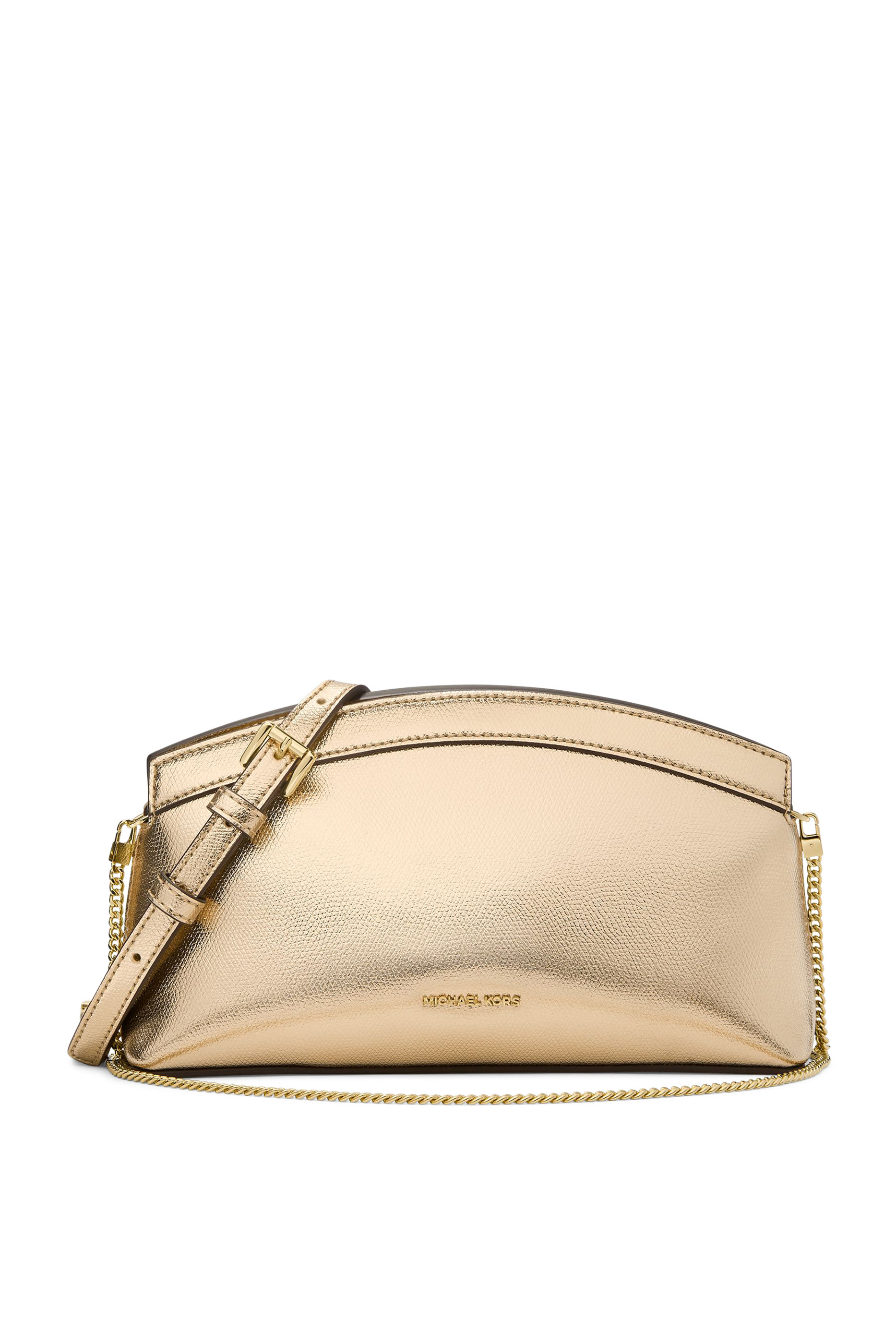 Small Metallic Leather Convertible Clutch