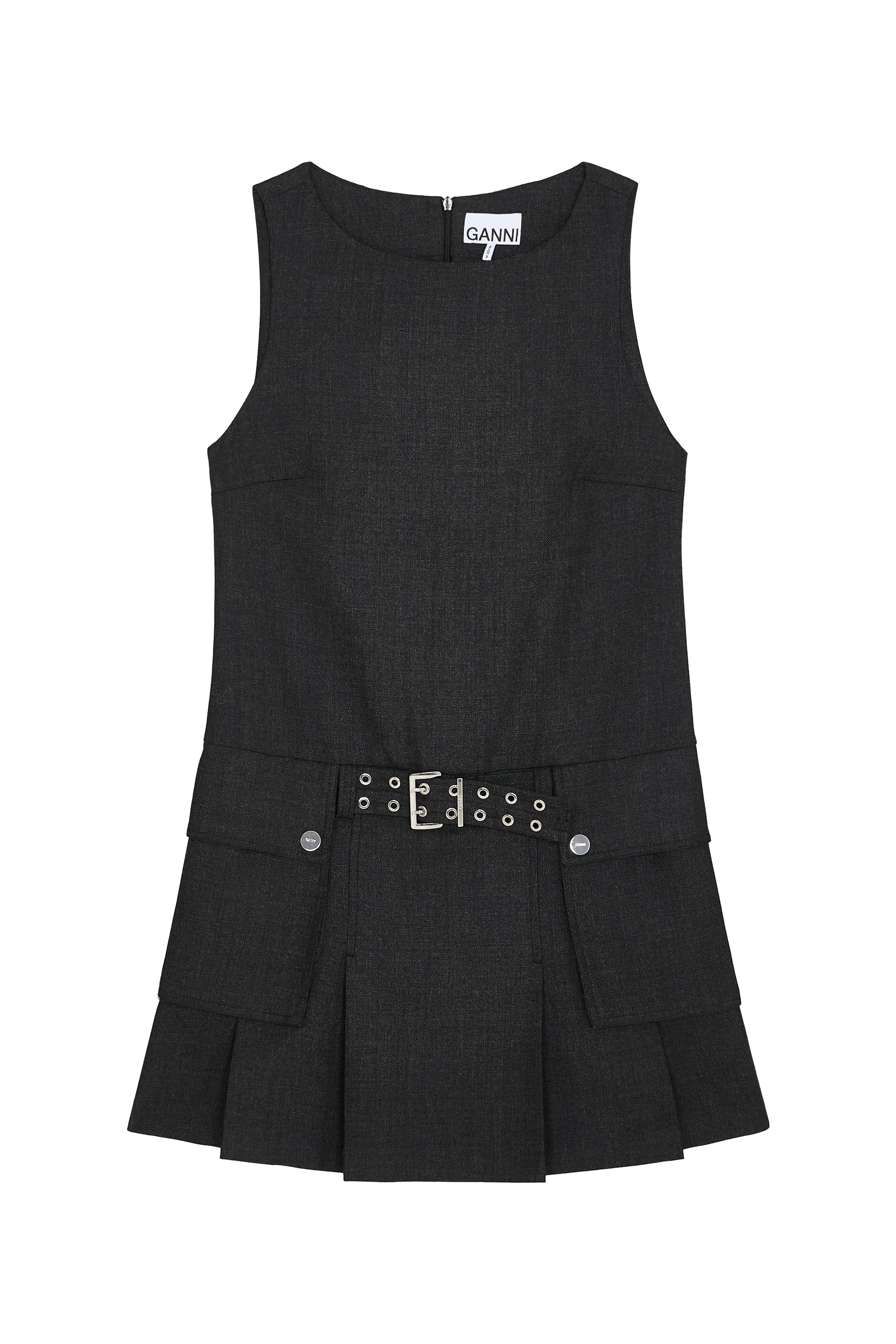  Wool Suiting Belted Mini Dress