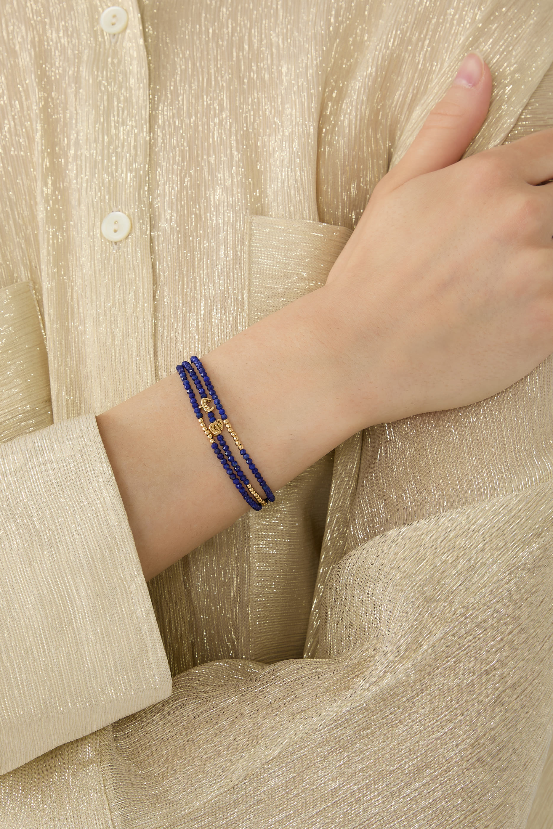 Wonders of Nature Wrap Around Bracelet, 18k Yellow Gold & Lapis Lazuli