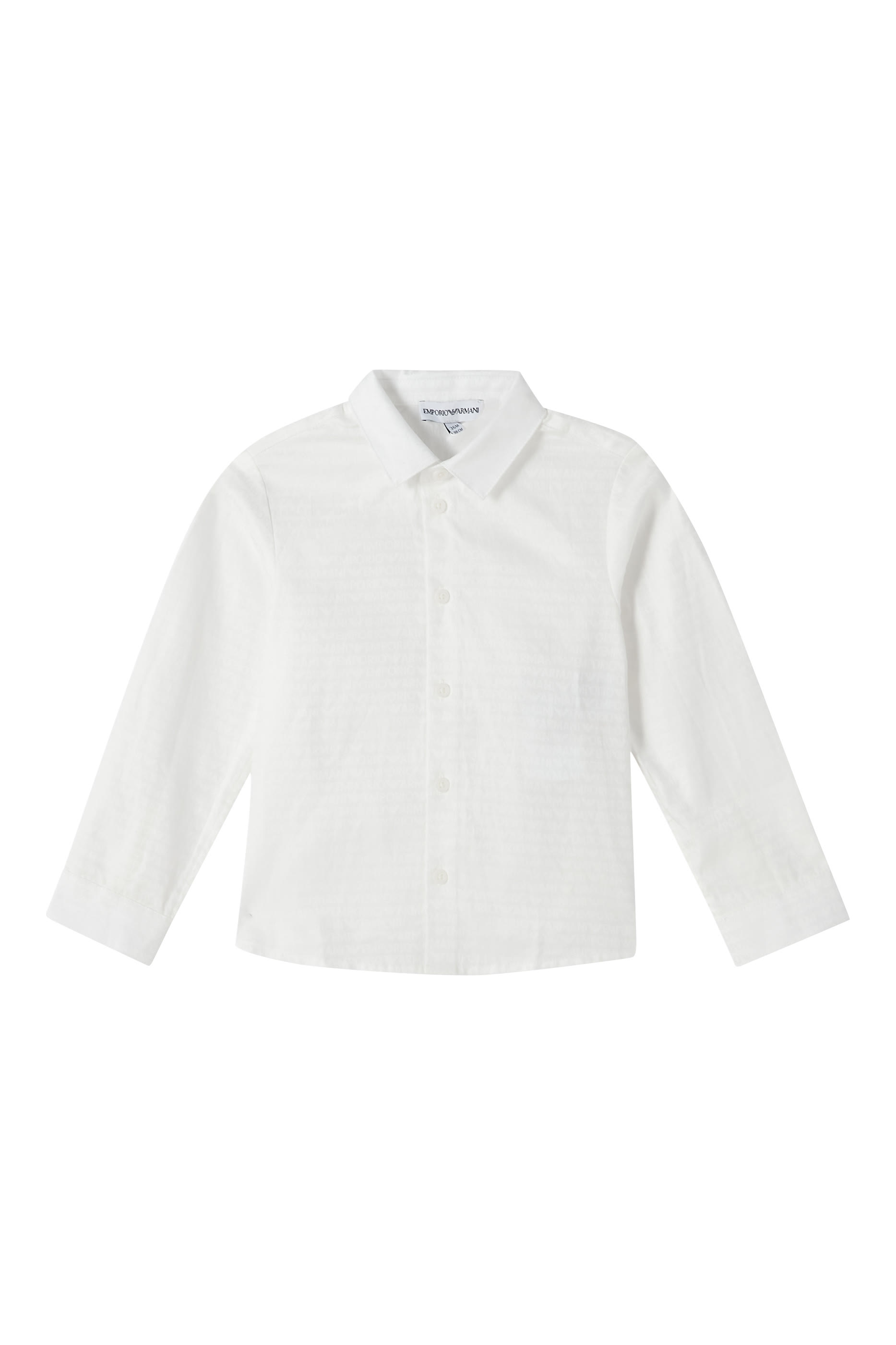 Baby Poplin Shirt with Monochromatic Eagle Embroidery