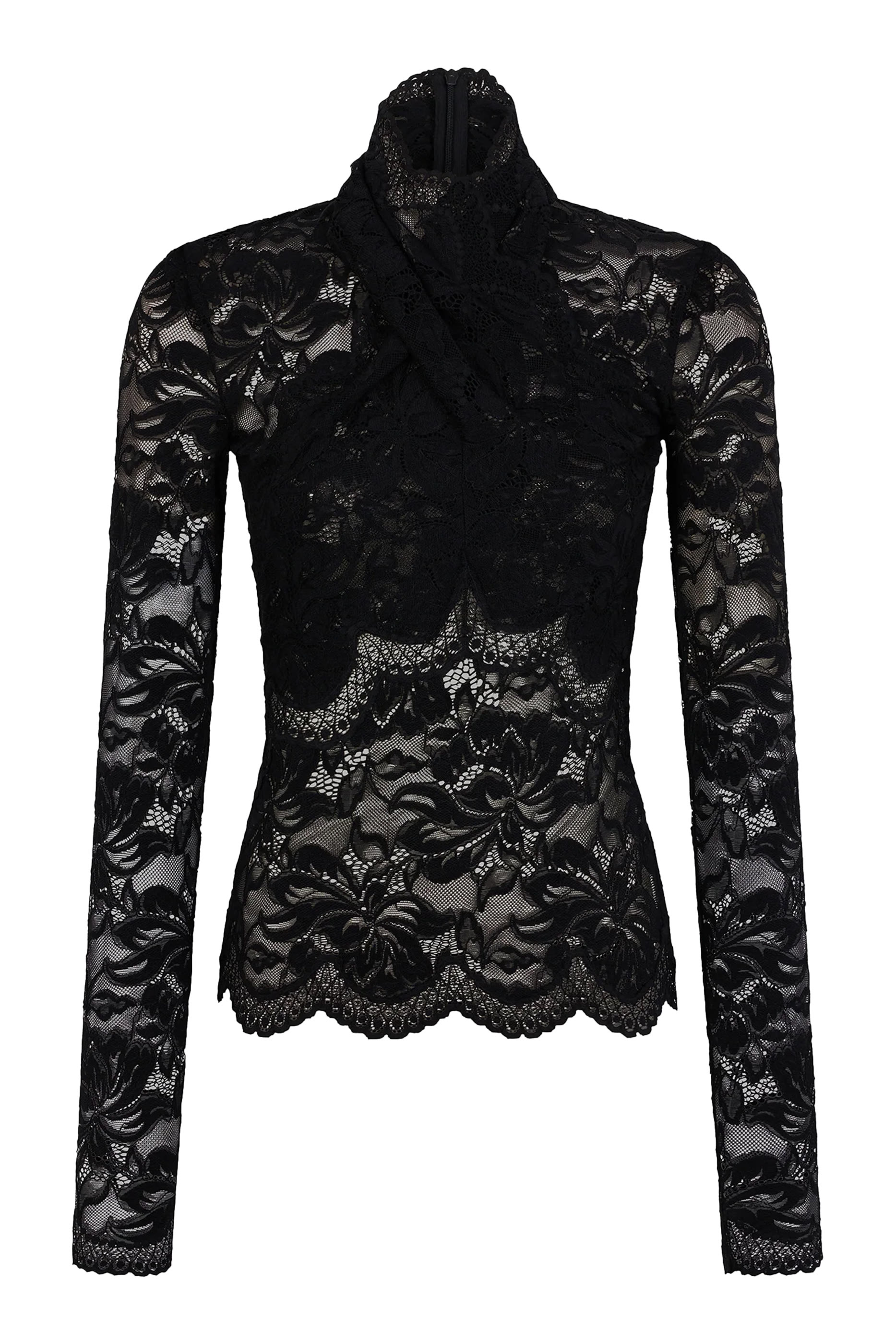 Cut-Out Details Long Sleeves Lace Top