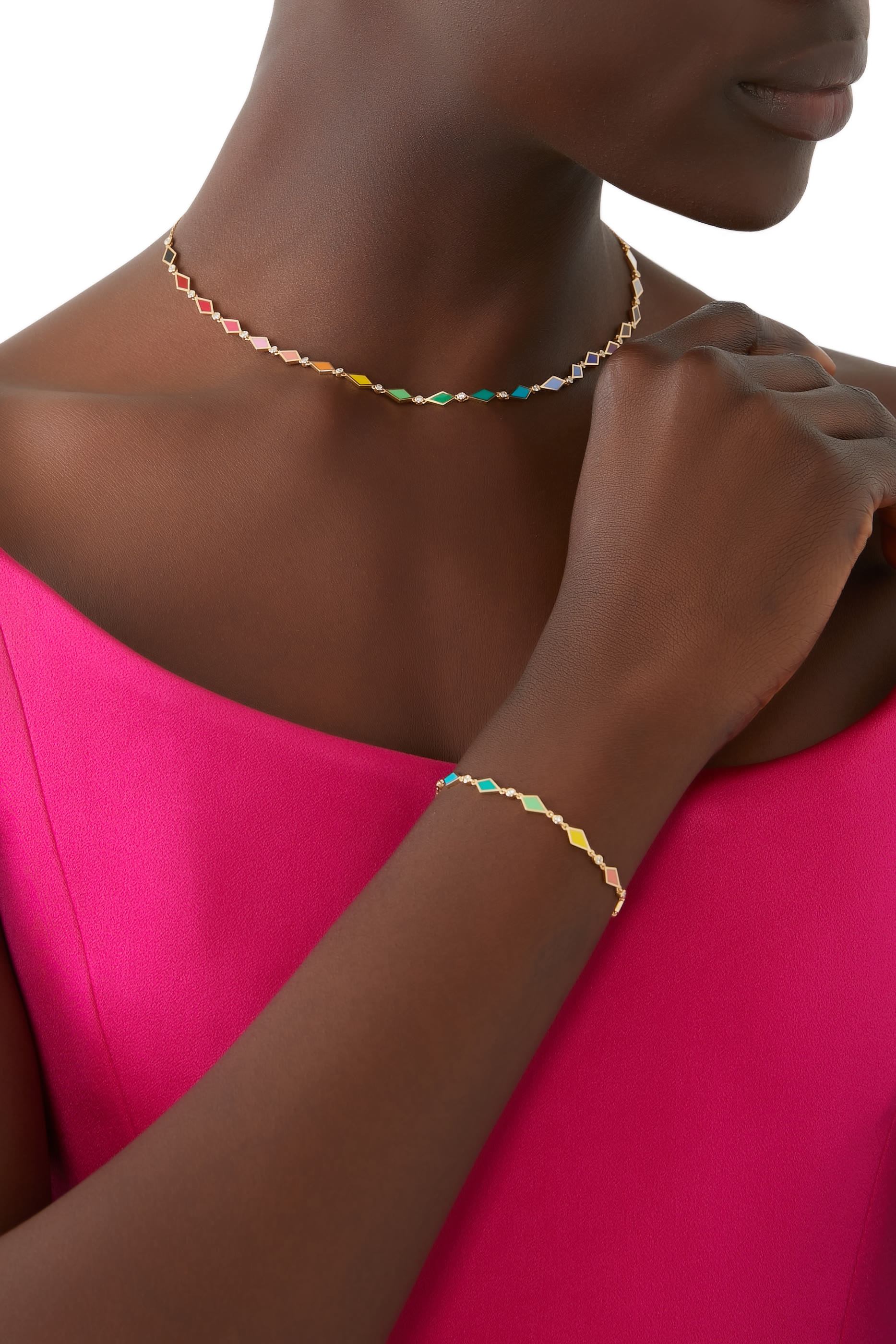 Mosaic Bracelet, 18k Yellow Gold with Diamonds