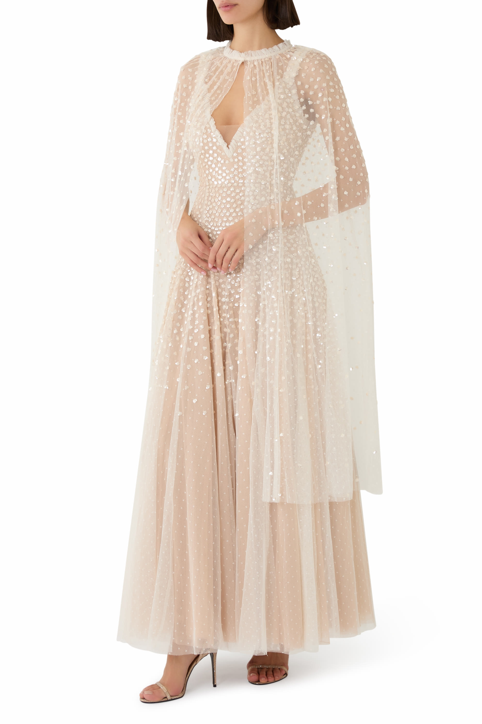 Sequin Cascade Midaxi Open Cape