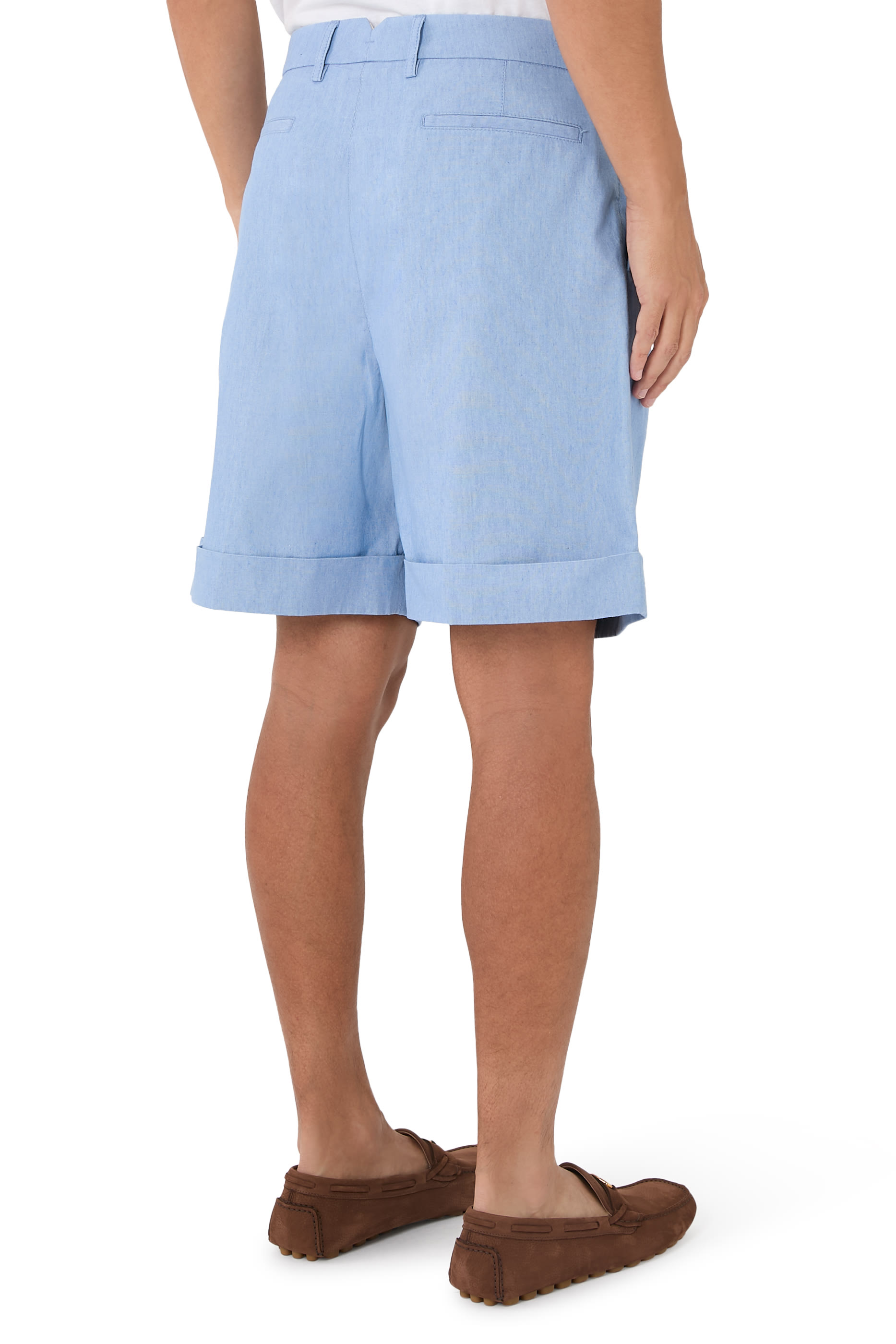 Cuffed Denim Bermuda Shorts