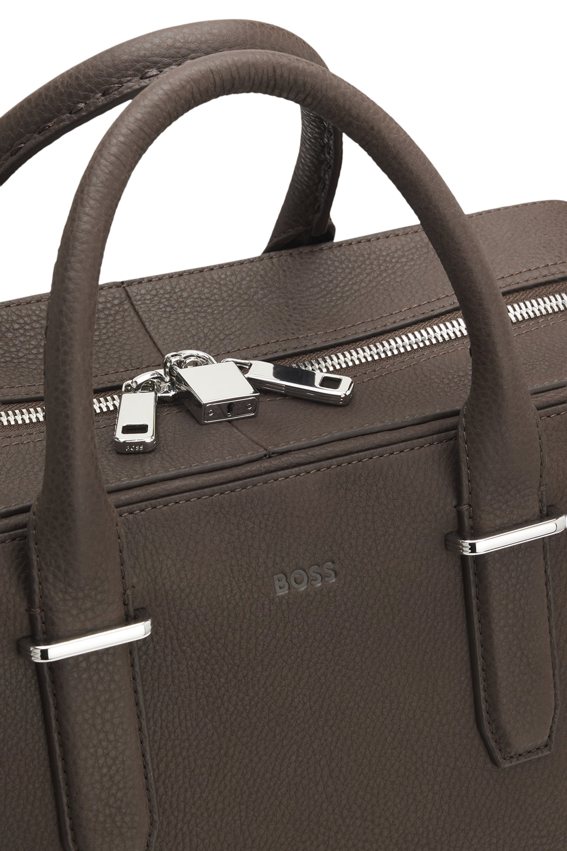 Embossed Logo Grained-Leather Holdall